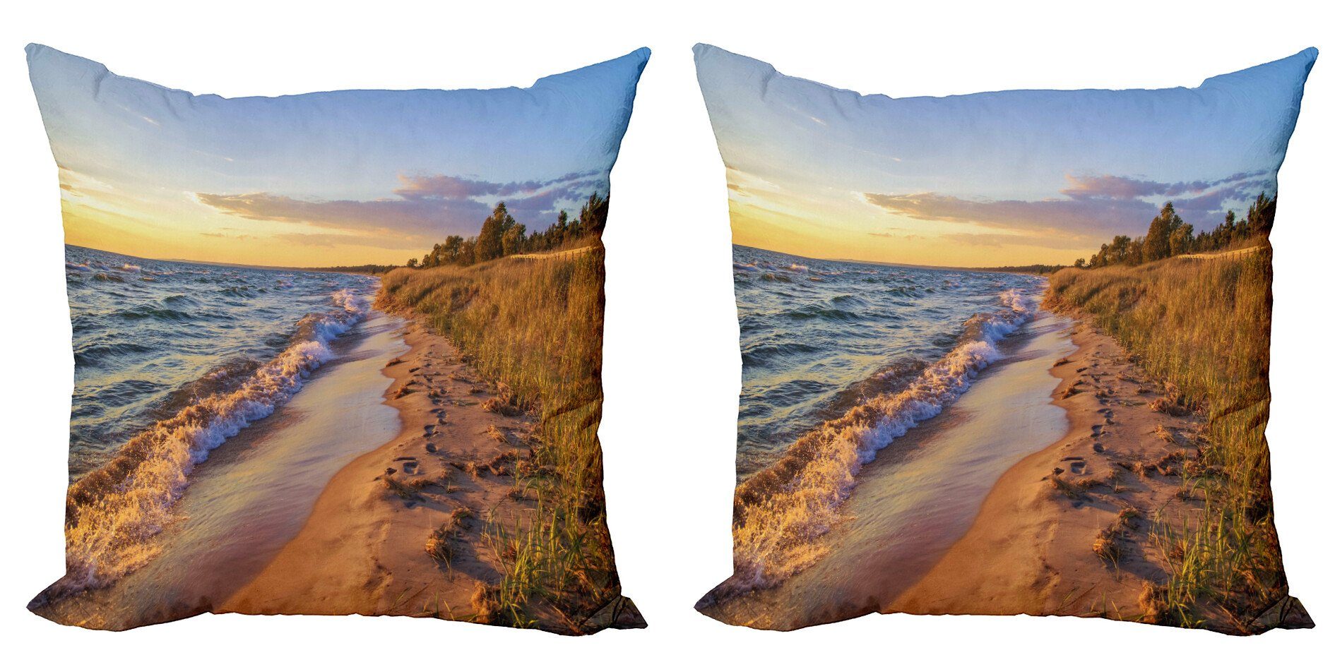 Kissenbezüge Modern Accent Doppelseitiger Digitaldruck, Abakuhaus (2 Stück), Strand Sandy Calm Beach Sunset