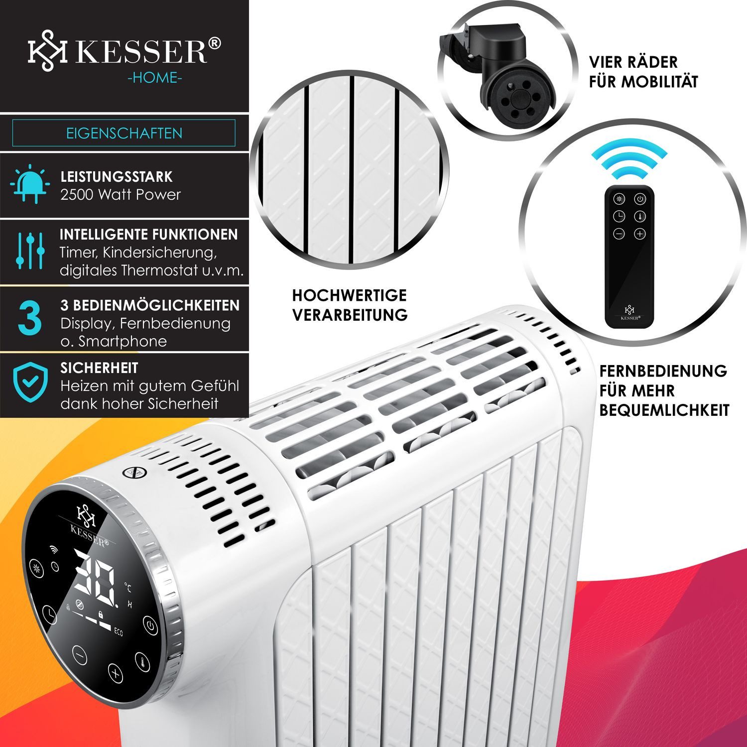 KESSER Ölradiator, 2500 W, Ölradiator 2500W Elektrische Heizung Heizkörper günstig online kaufen