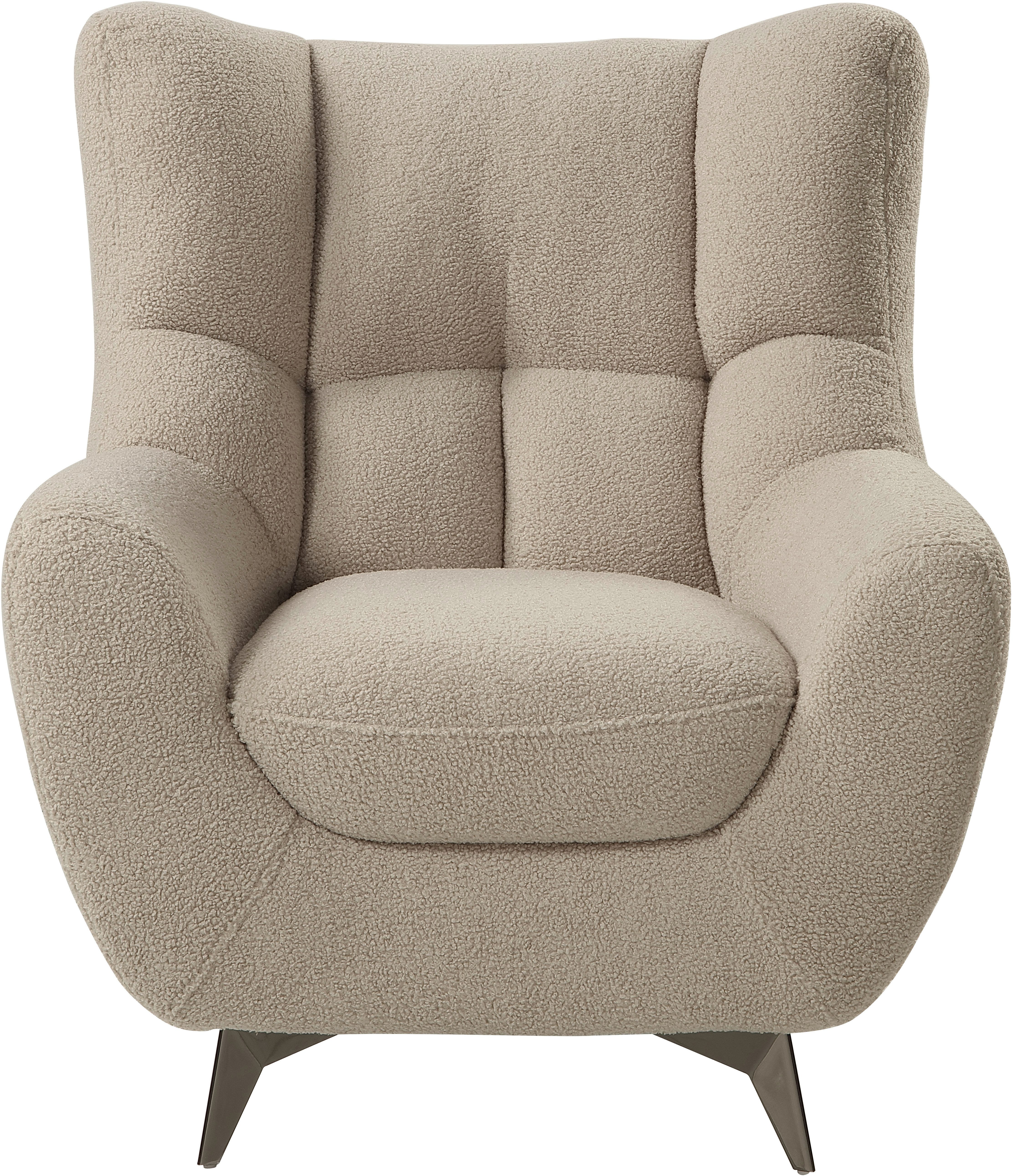 ATLANTIC home collection Sessel Shawn, mit Federkern, trendy Bezug mit Teddyoptik
