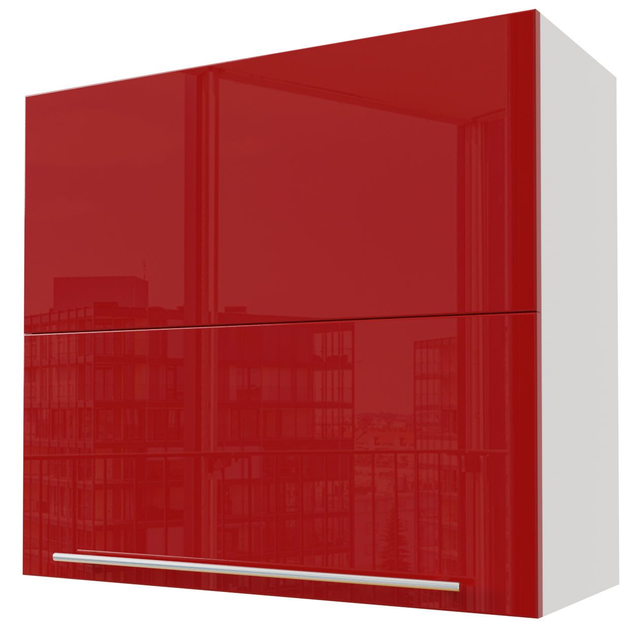 Feldmann-Wohnen Faltlifthängeschrank Brerra (2-geteilte Hochfaltklappe, 2 Einlegeböden, 1-St., moderne Optik, lackierte Fronten, 80x32,5x72cm) weiß / RAL 3002 karminrot Hochglanz
