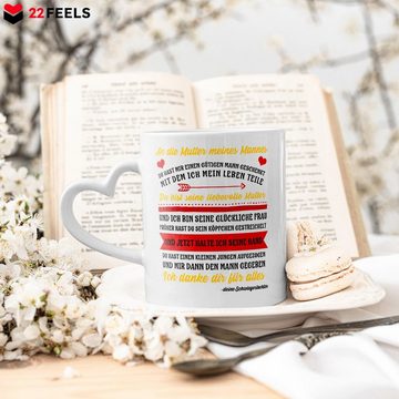 22Feels Tasse Schwiegermama Geschenk von Schwiegertochter Schwiegermutter Hochzeit, Keramik, Made In Germany, Spülmaschinenfest, Herzhenkel