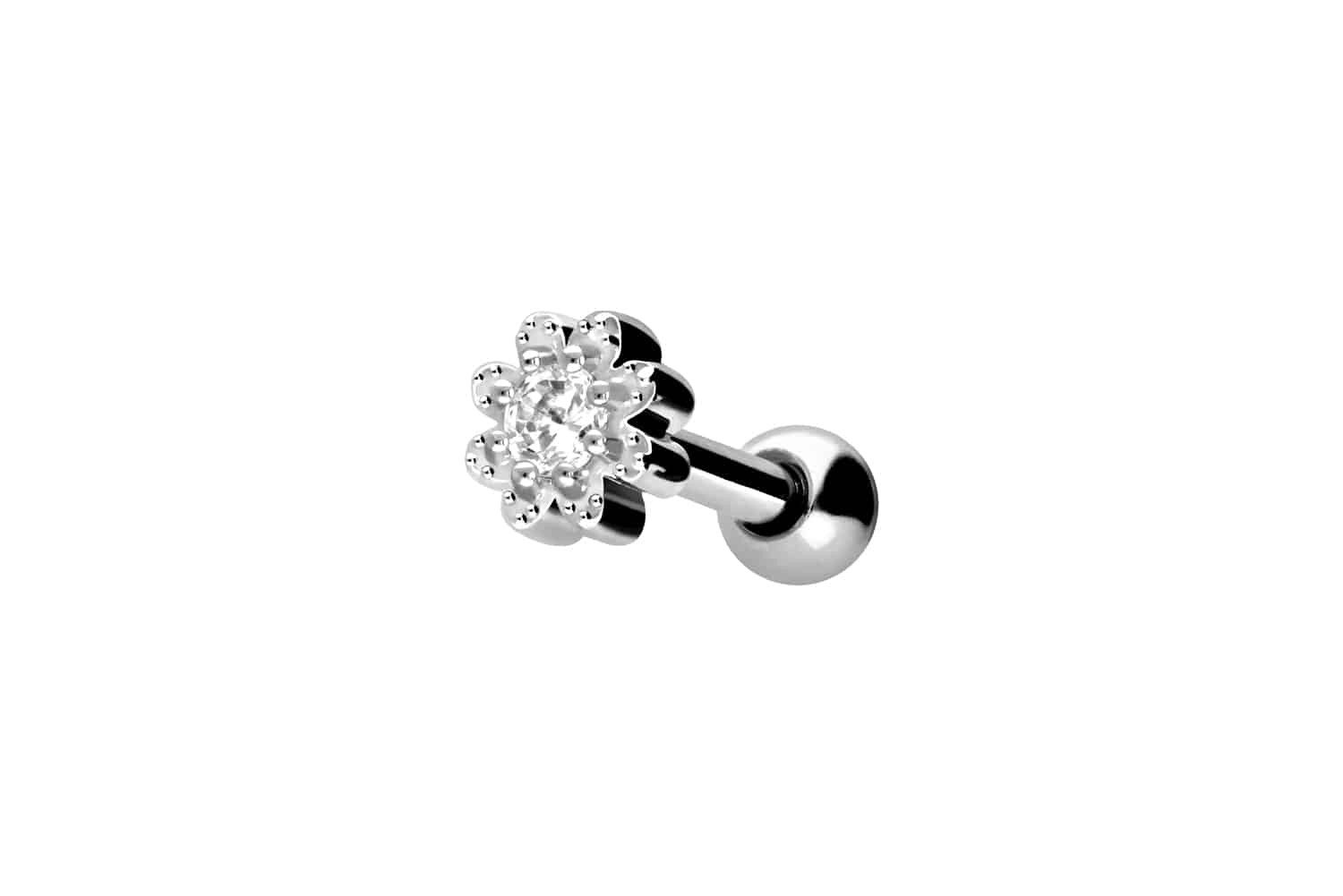 Piercing-Set Chirurgenstahl Ohrpiercing BLUME + KRISTALL