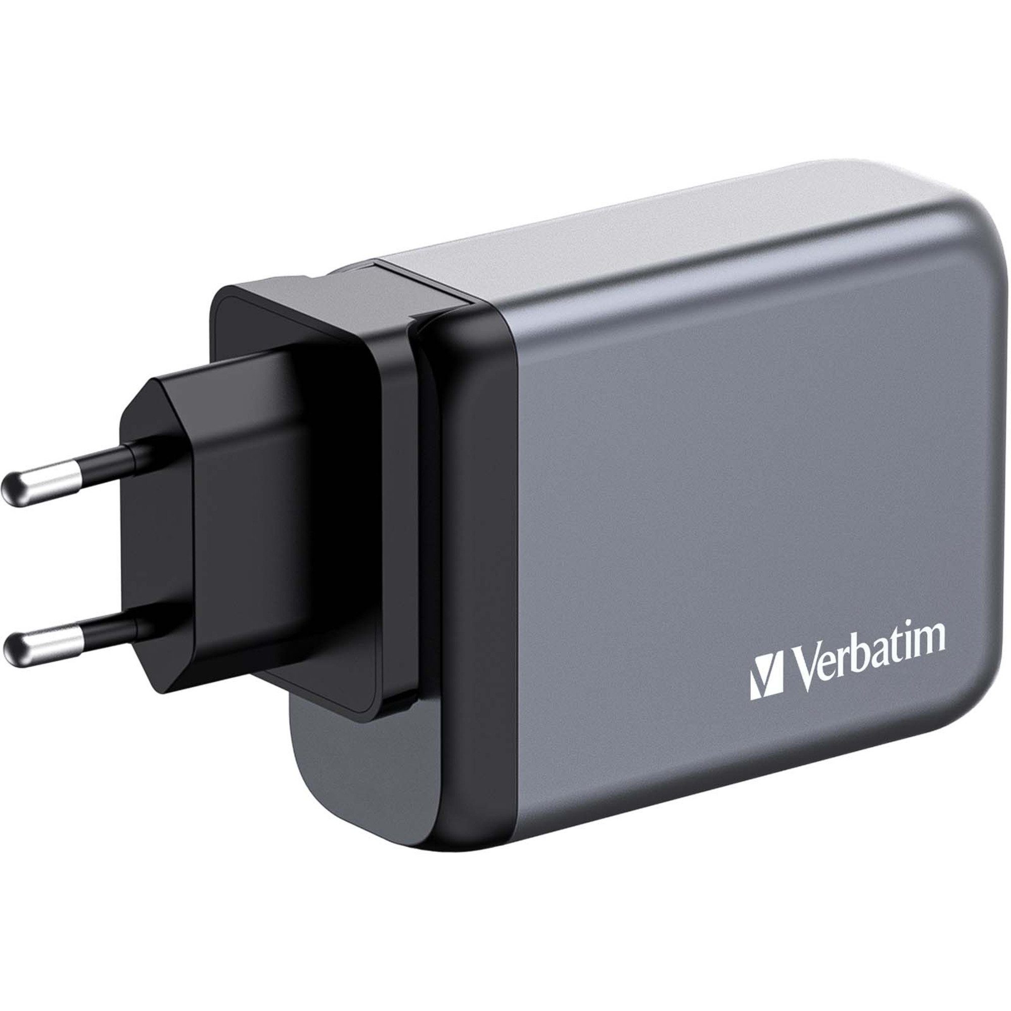 Verbatim GaN-Ladegerät 100W, 1x USB-A, 3x USB-C, USB-Ladegerät