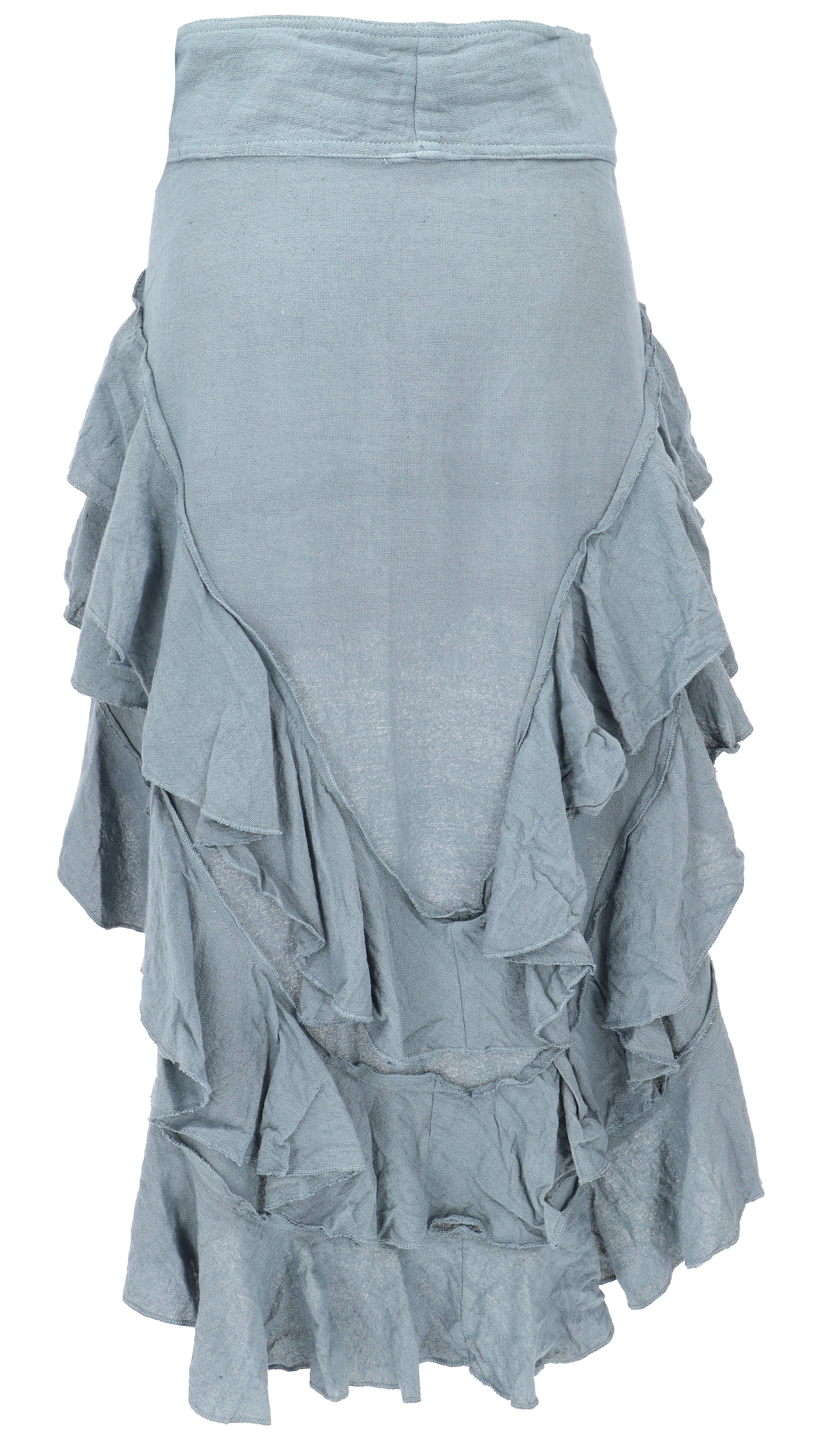 Guru-Shop Minirock Boho Maxirock, langer Baumwollrock, Vokuhila.. alternative Bekleidung