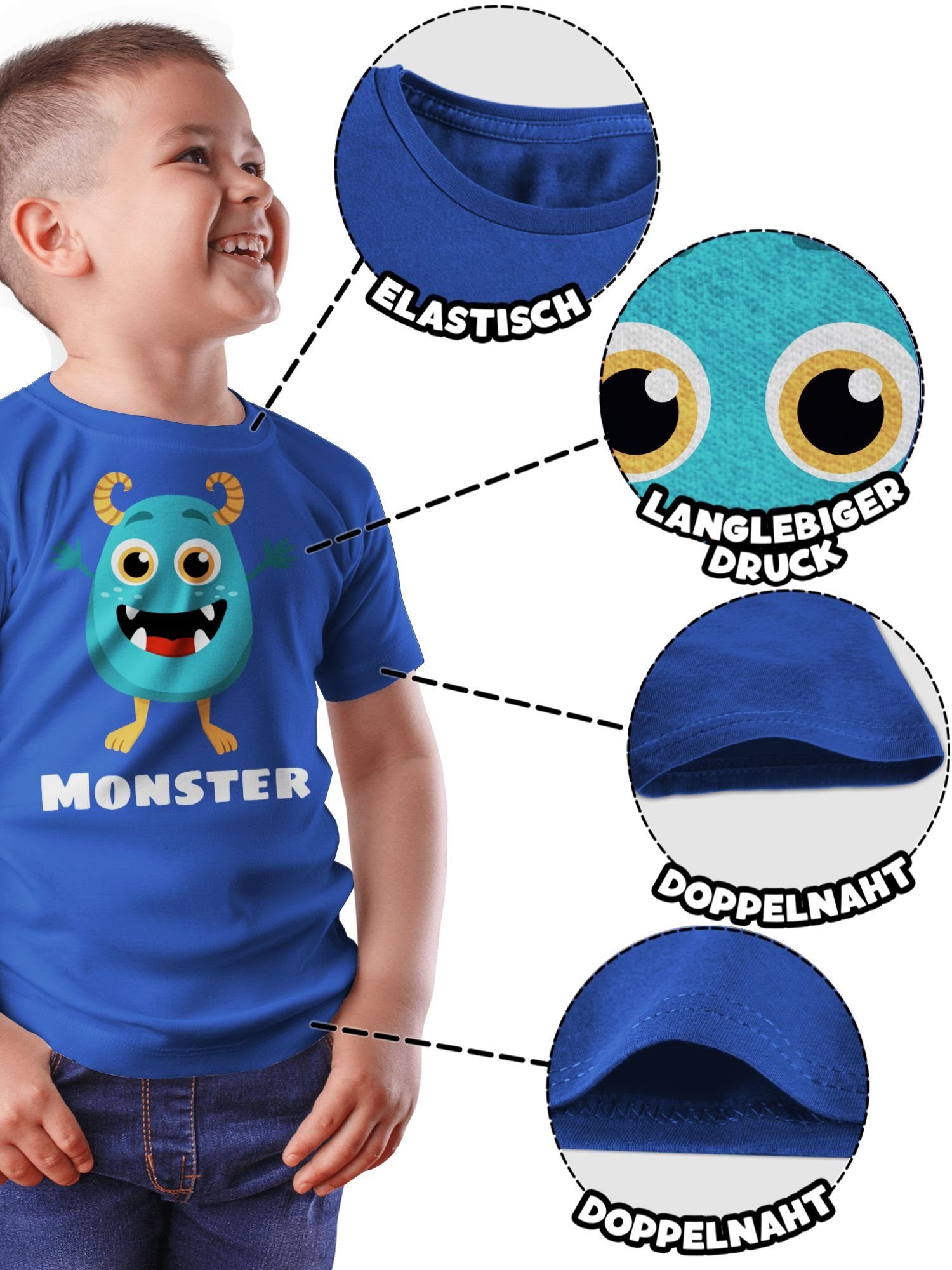 Shirtracer Partner-Look T-Shirt Partner-Look Monster Kind 1 Royalblau Familie Kind