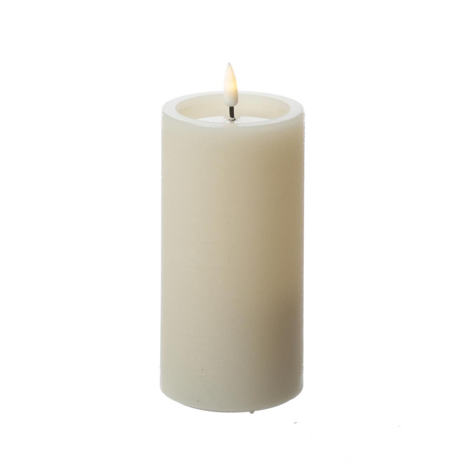 LED-Kerze UNIQUE Stumpenkerze Rustik-Optik Echtwachs 7,5x15cm bis 1500Std creme