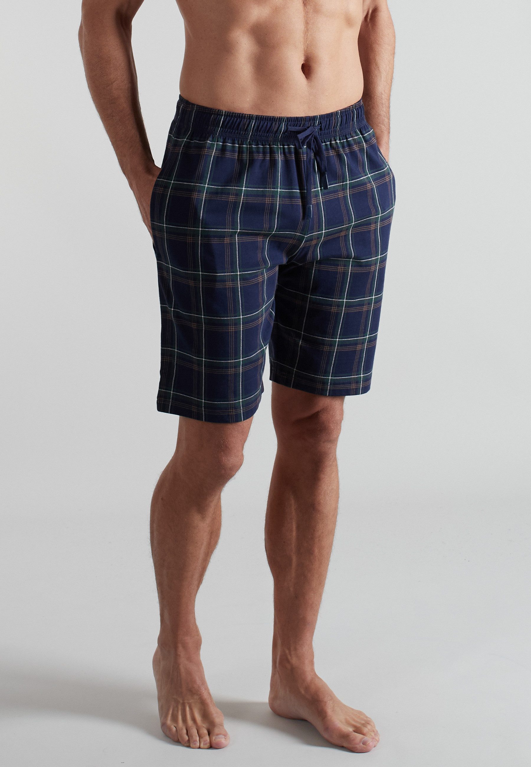 bugatti Pyjamahose kurz, kariert, bequem, weich, mit Kordelzug, Baumwolle