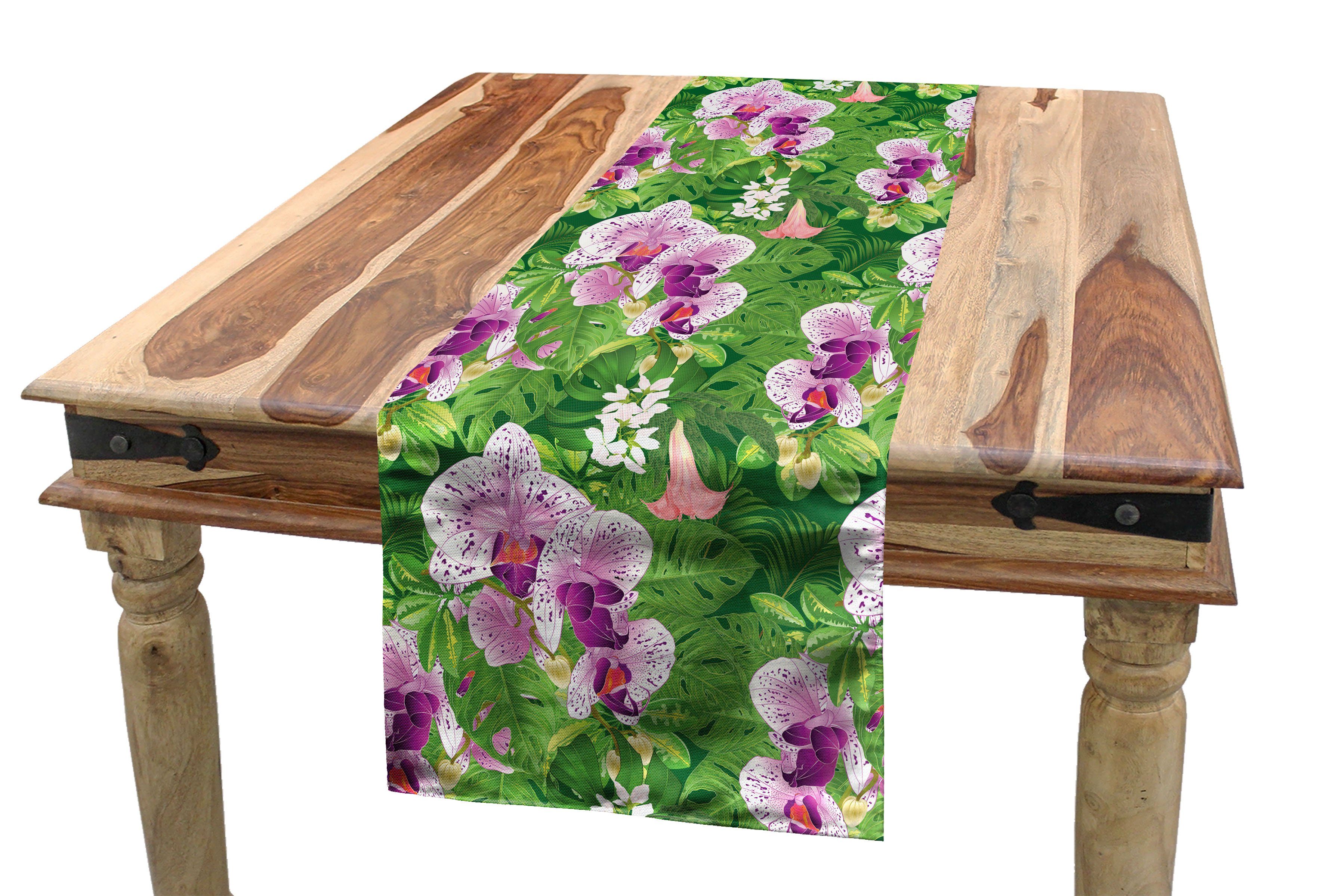 Abakuhaus Tischläufer Esszimmer Küche Rechteckiger Dekorativer Tischläufer, Philodendron Vivid tropische Blumen