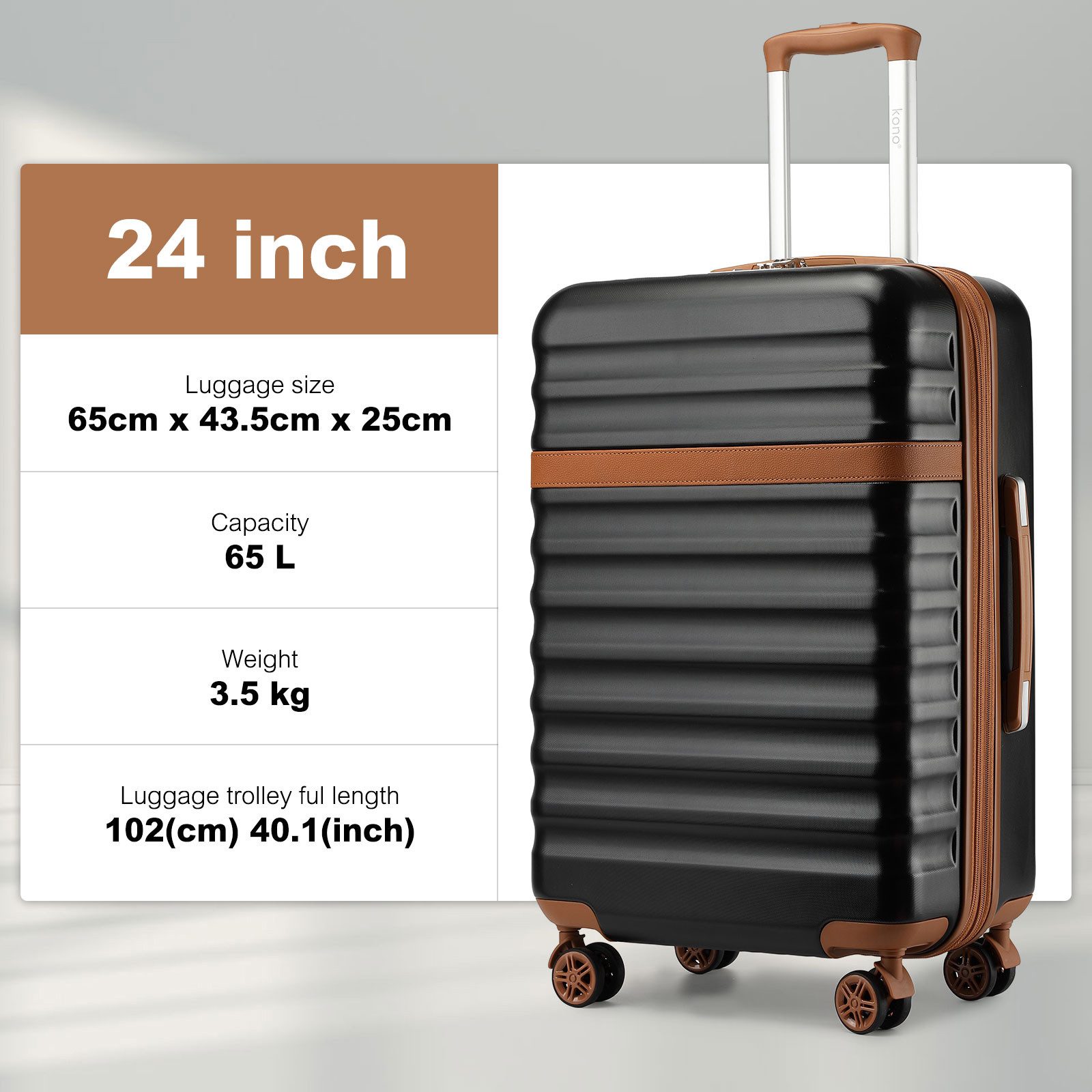 KONO Kofferset ABS+PC Hartschalen-Trolley (55/65/75 cm) + Laptop-Rucksack ( günstig online kaufen