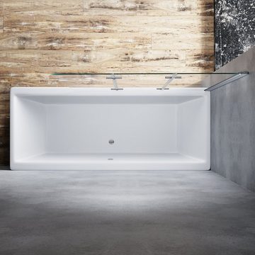 SONNI Badewannenaufsatz Faltbare Duschwand,ESG NANO Glas Duschabtrennung,130CM*130CM