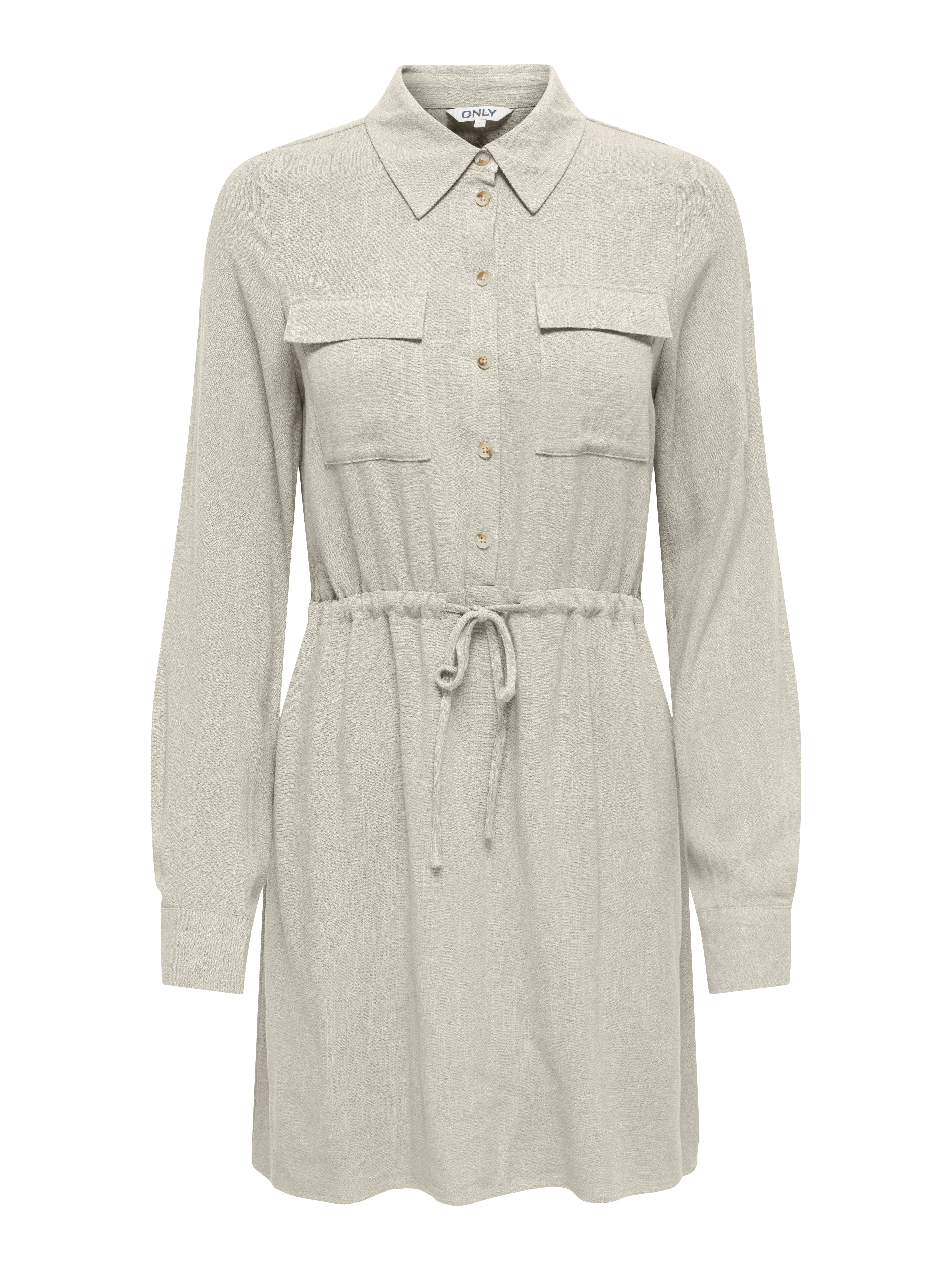 ONLY Blusenkleid ONLSIESTA L/S LINEN BL SHIRT DRESS PNT Viskosemischung, regular fit, mit Leinen