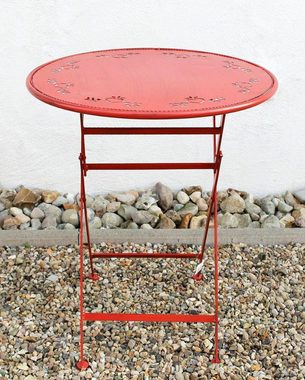 DanDiBo Bistrotisch Tisch Bistrotisch Rot Rund Ø65cm Klapptisch Gartentisch Metall Passion