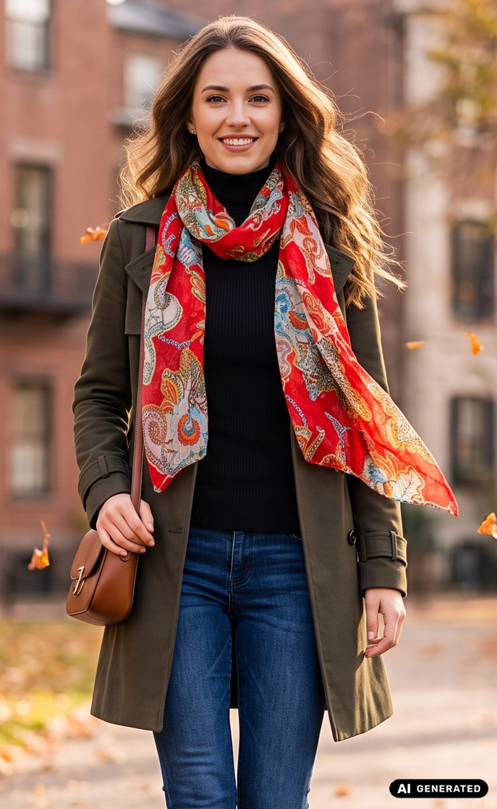 AvaMia Modeschal Damen Schal Damenschal mit Blumen 110 cm x 180 cm rot blau
