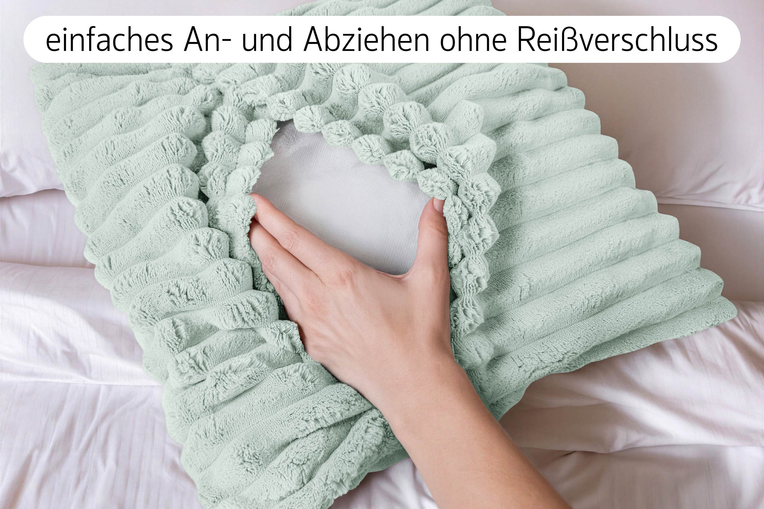 Amilian Dekokissen Dekokissen mit Füllung 4er Set, in moderner Cord-Optik pflegeleicht und waschbar