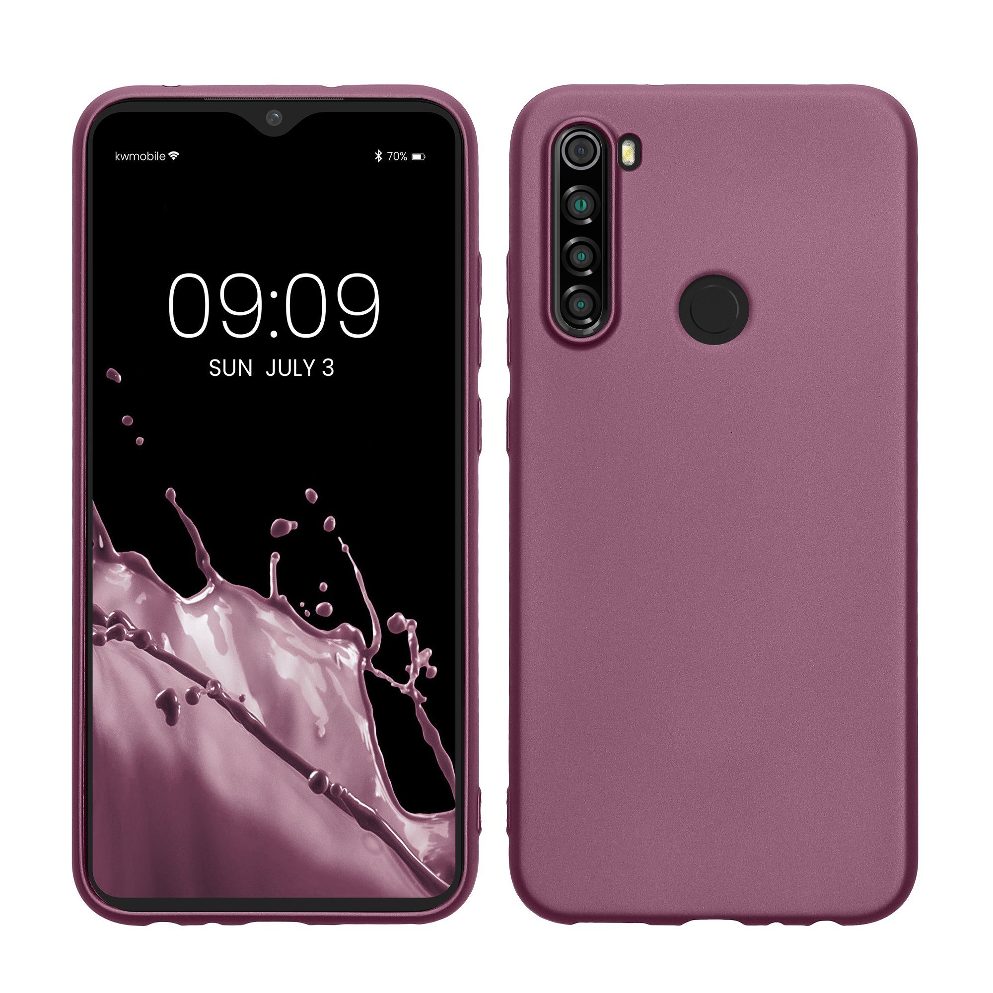 kwmobile Handyhülle Handyhülle für Xiaomi Redmi Note 8 (2019 / 2021) Hülle, Silikon Case metallisch schimmernd - Schutzhülle Cover