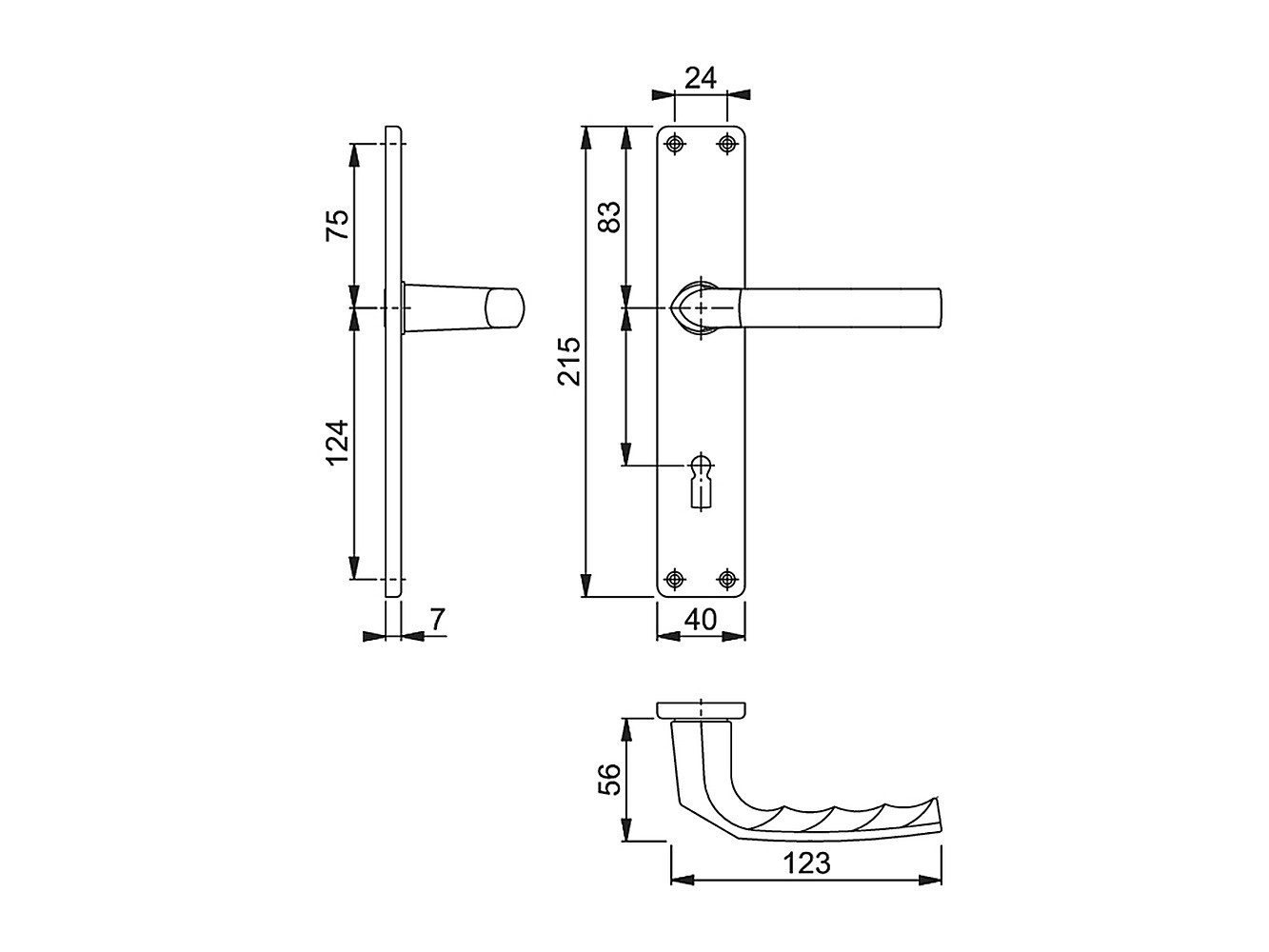 HOPPE Türgriffpaar Birmingham, Drücker außen, Aluminium