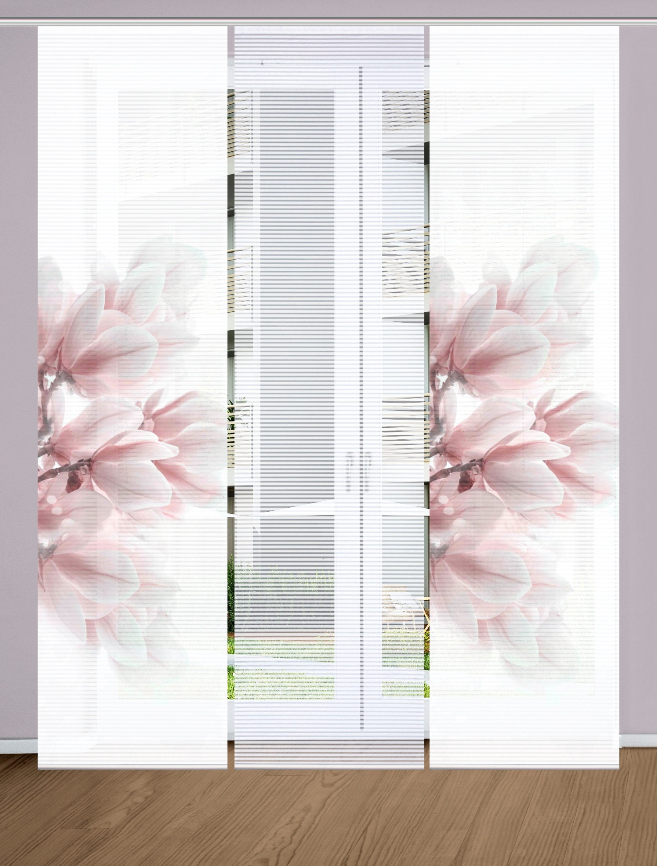 HOME WOHNIDEEN Schiebegardine 84105 MORIGA Schiebegardine, recyc. Polyester 245x60 cm, Bambusoptik (3 St), Paneelwagen, transparent, Polyester (recycelt) Polyester