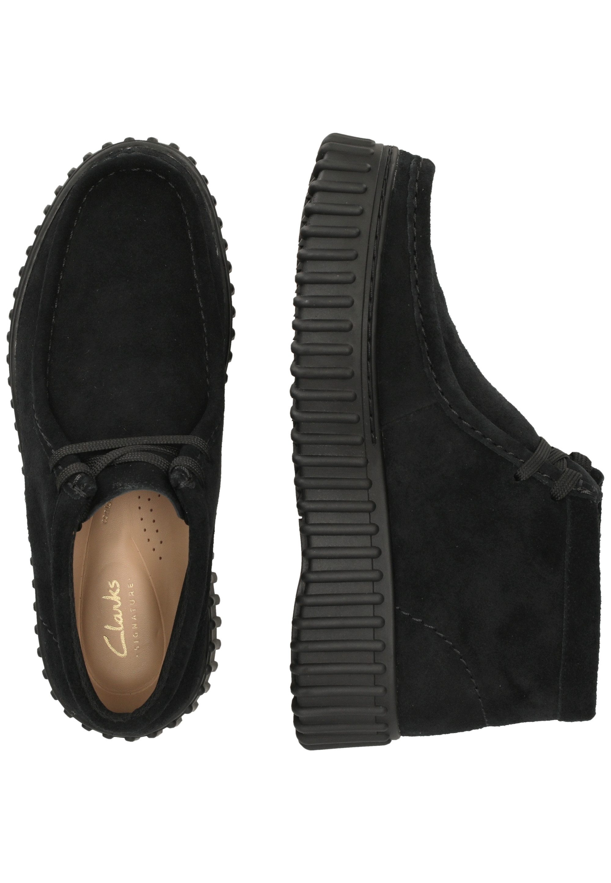 Clarks Torhill Moss Black Schnürschuh mit markanter, gerippter Sohle