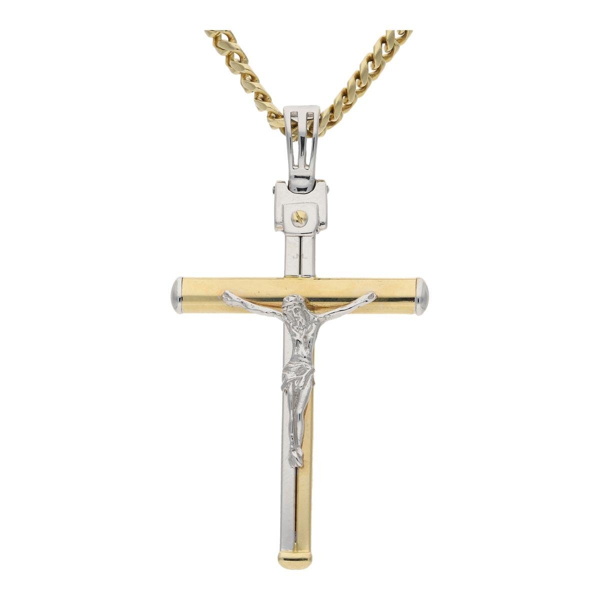 Kreuzanhänger JuwelmaLux Kreuz Anhänger 585/000 (14 Karat) Weiß- und Gelbgold JL25-0