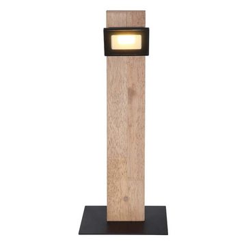Globo Schreibtischlampe, LED-Leuchtmittel fest verbaut, Warmweiß, Tischleuchte Tischlampe Holz Metall Schwarz Dunkelbraun H 45 cm