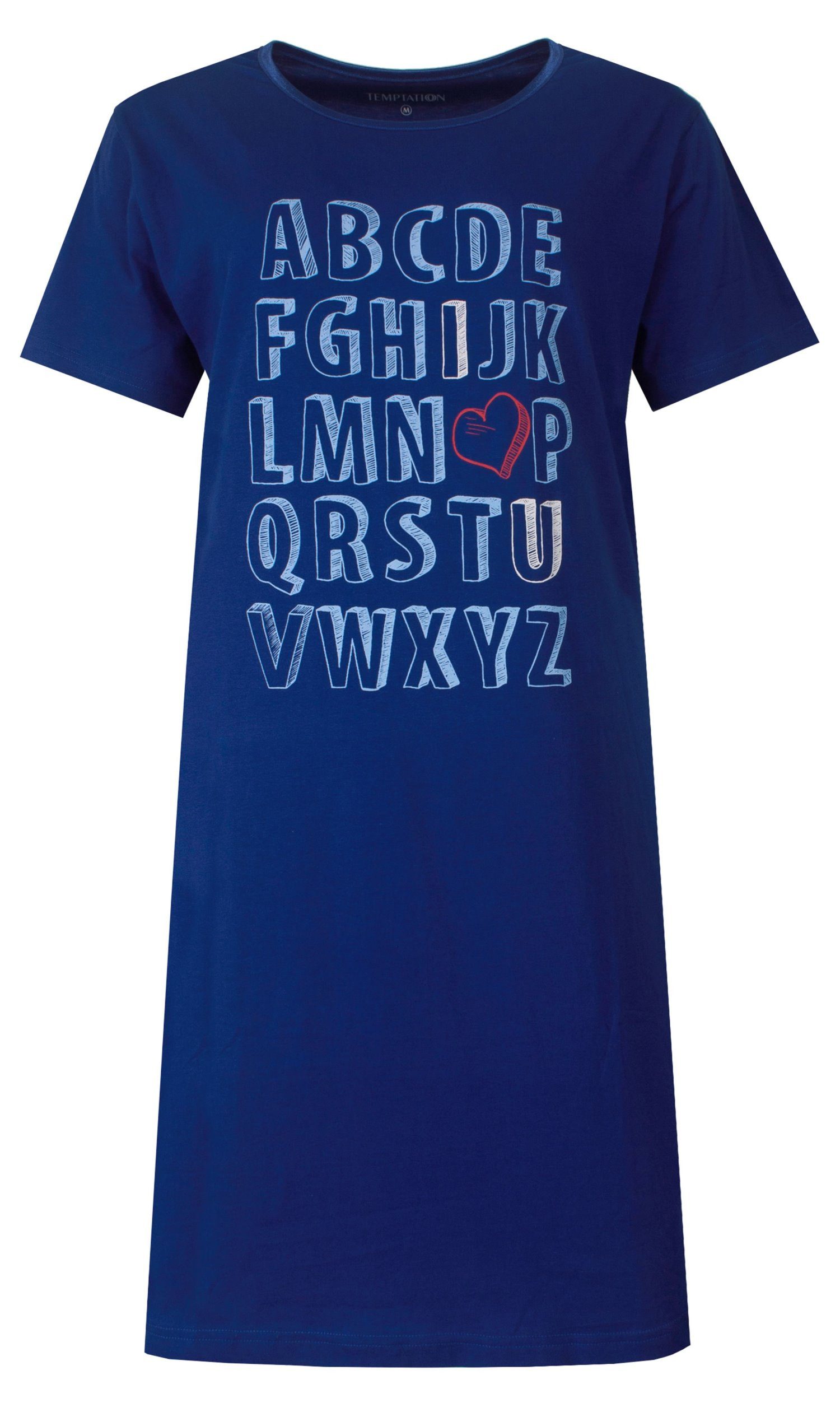 TEMPTATION Nachthemd Modisches Damen Schlafshirt mit kurzem Arm (1-tlg) Baumwolle