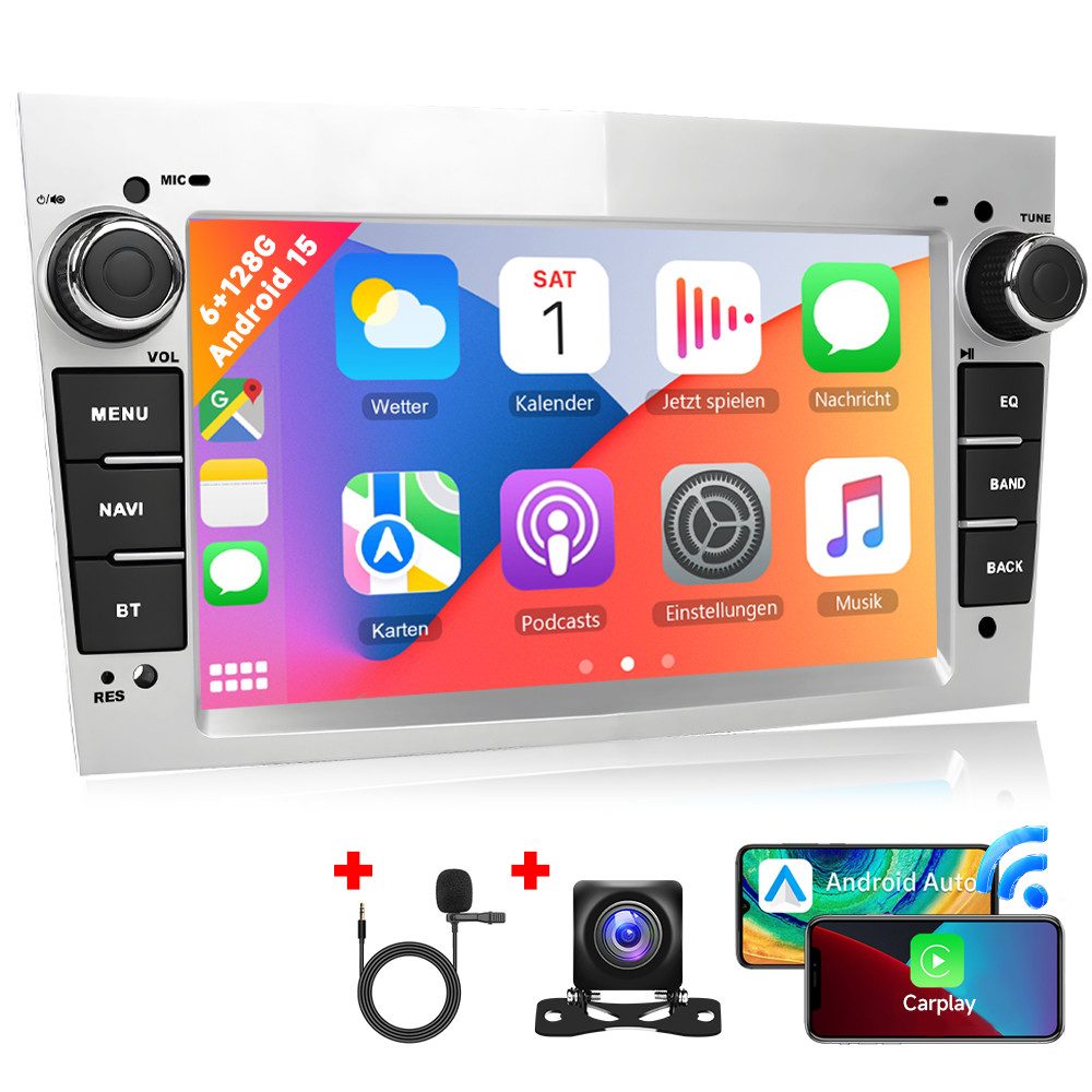 Hikity Android 15.0 7" 2Din für Opel Astra Vectra Zafira Corsa Meriva Autoradio (Digitalradio (DAB), 6GB+128GB)