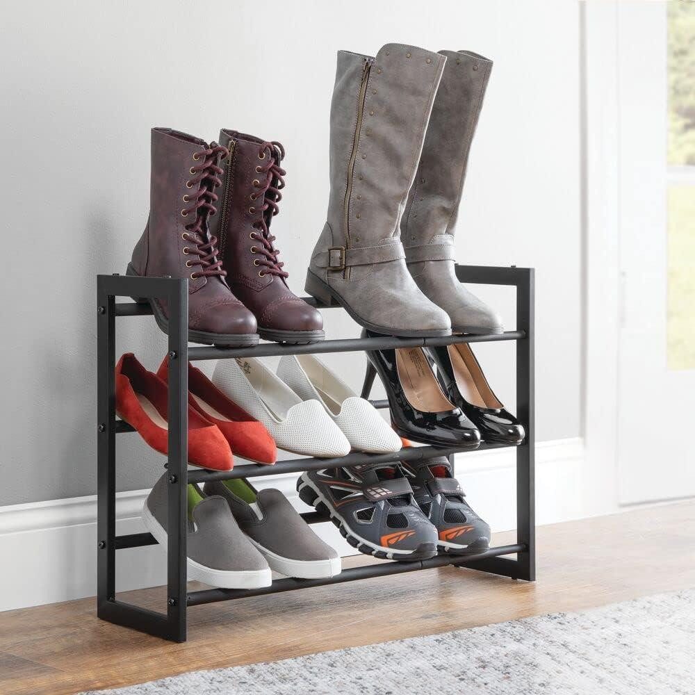 mDesign Aufbewahrungssystem mDesign Schuhregal Schuhablage Schuhschrank ausziehbar 3 Ebenen Meta – Bild 3 von 5