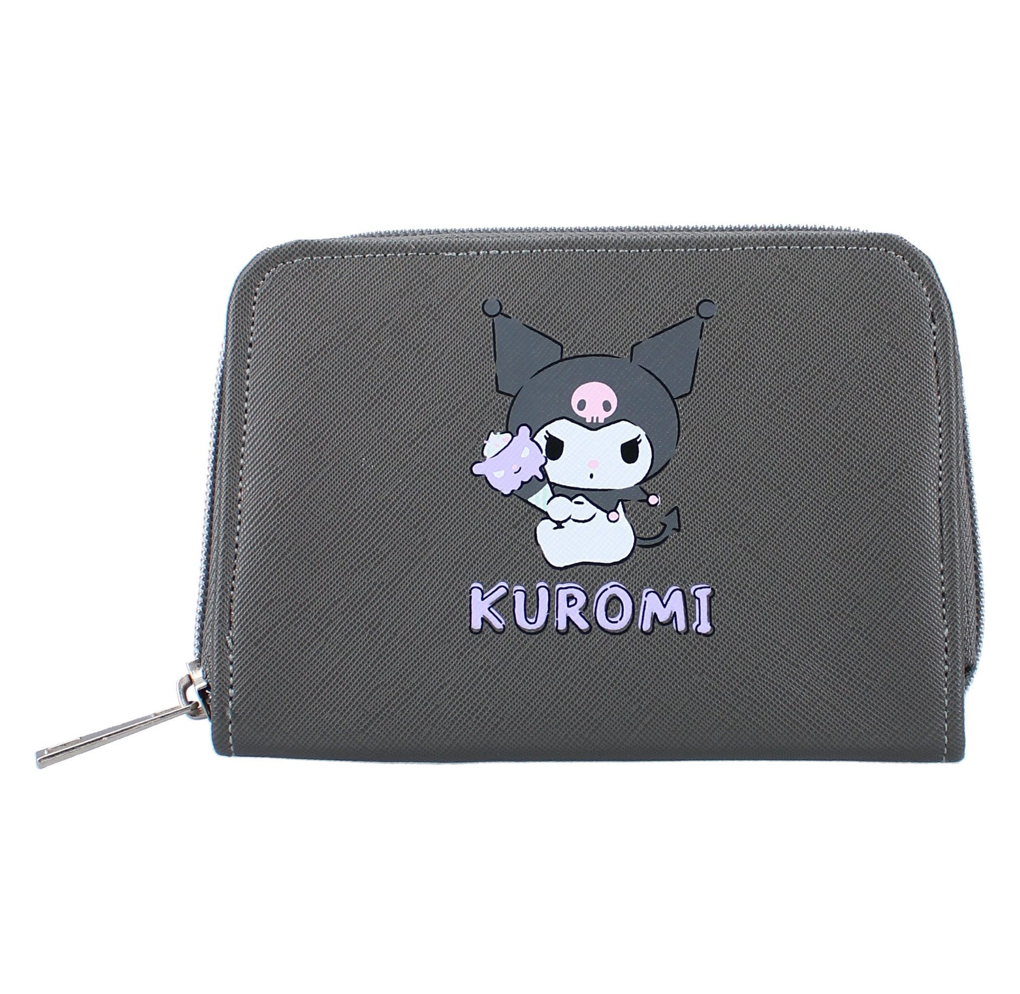 Geldbörse Kuromi For You Graues Portemonnaie mit Reißverschluss