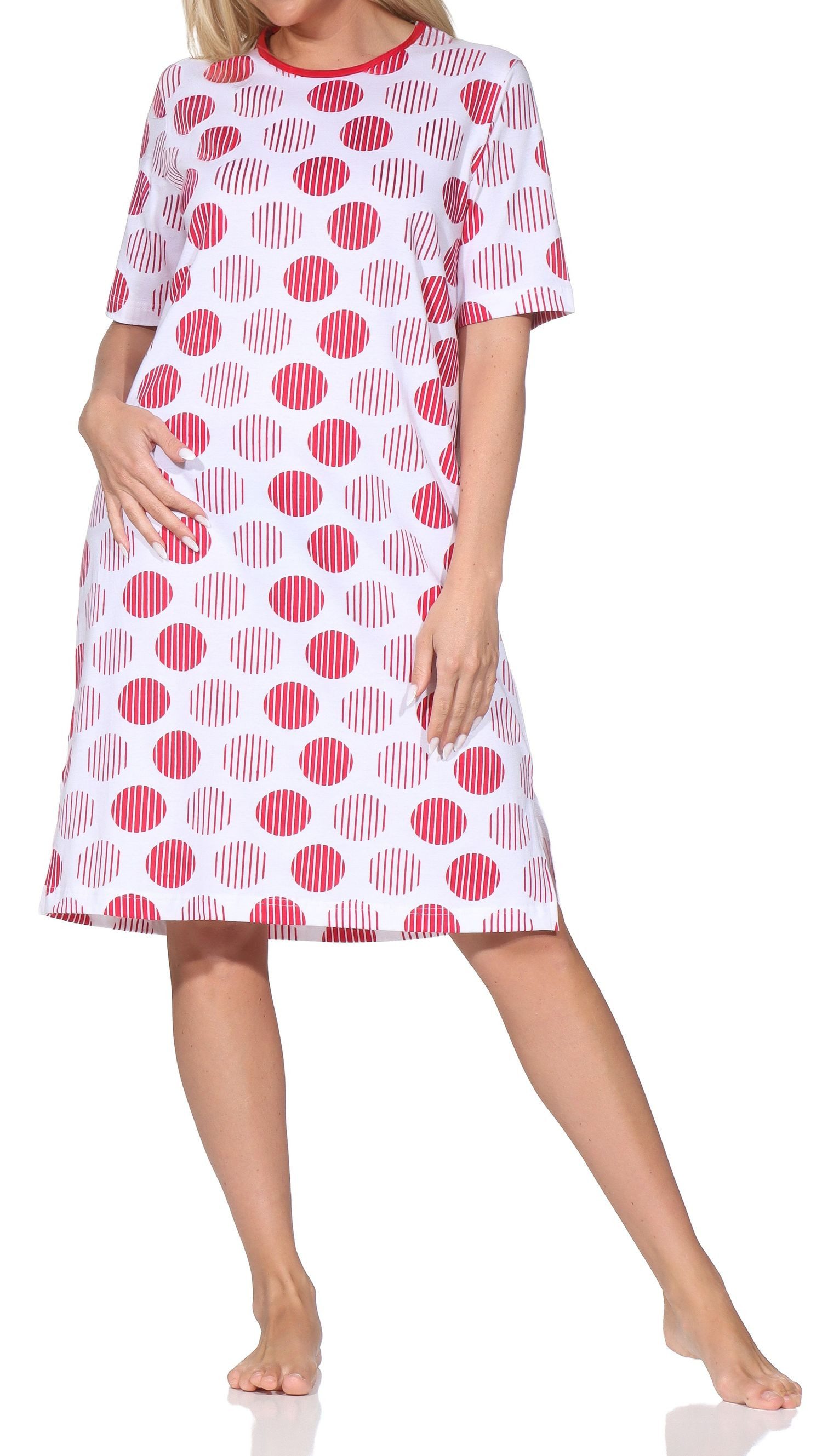 Normann Nachthemd Normann Damen kurzarm Nachthemd –Sommerliches Punkte-Design
