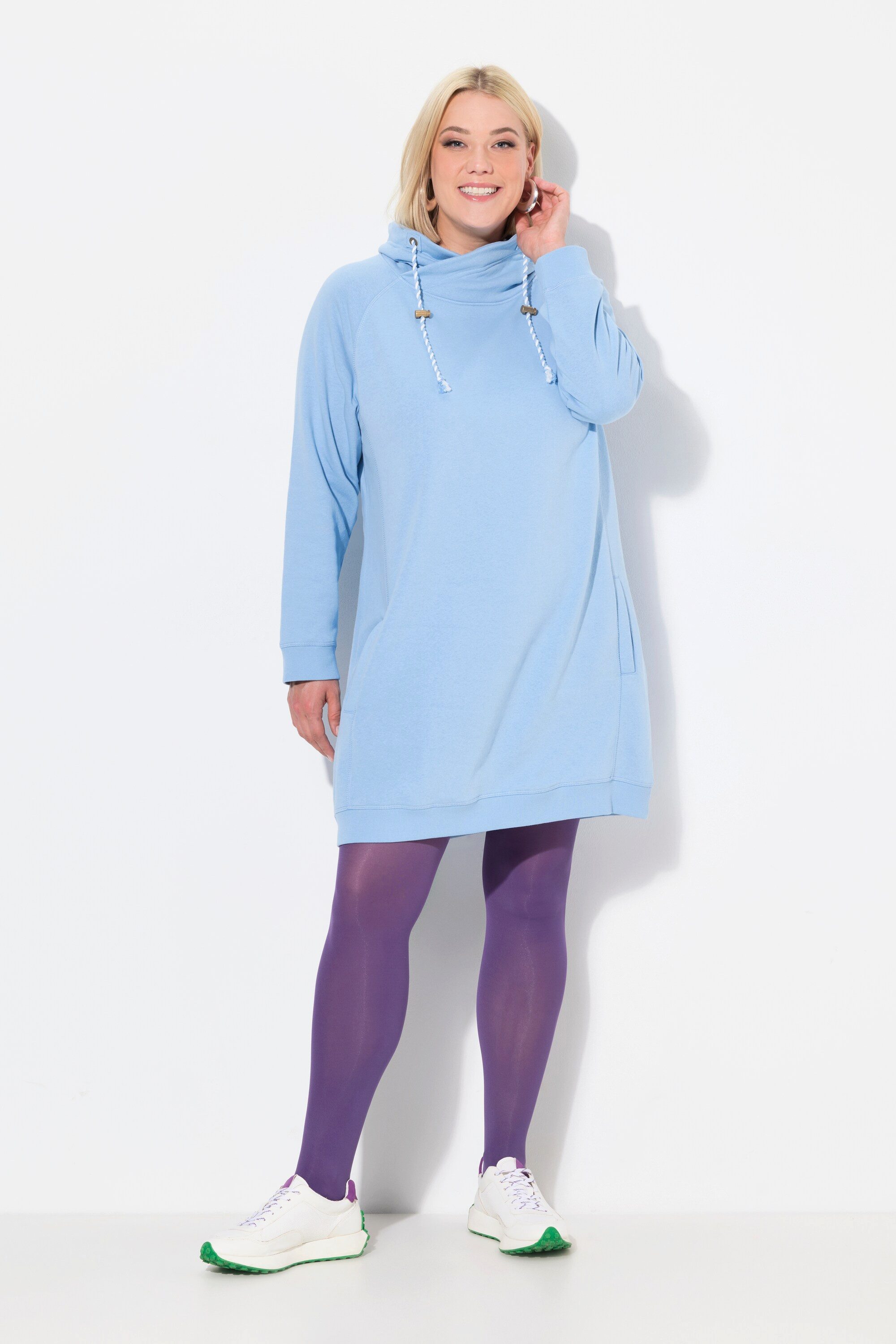 Ulla Popken Jerseykleid Sweatkleid Stehkragen Langarm günstig online kaufen