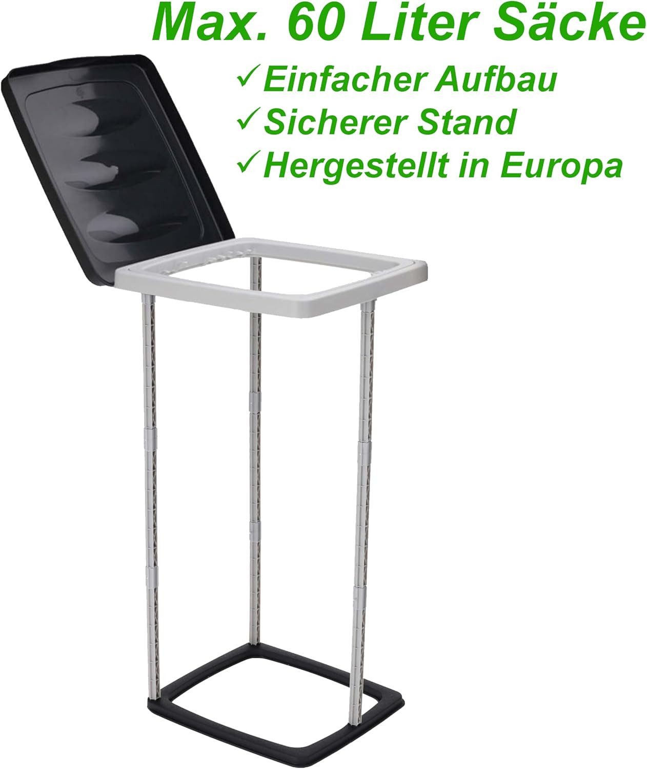 mucHome Müllsackständer mit Deckel - für 60 Liter Säcke - Mülleimer Müllsackhalter – Bild 4 von 5