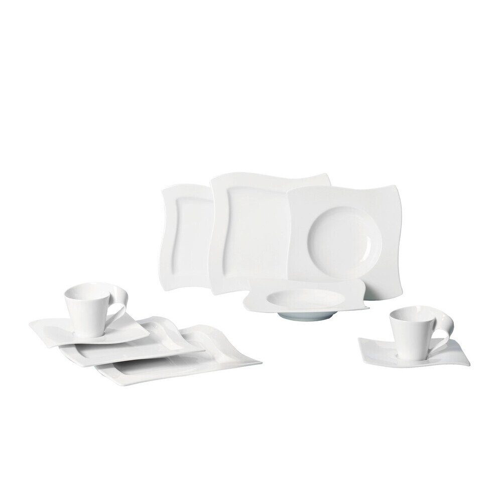 Villeroy & Boch Geschirr-Set Basic-Set 30-tlg. NewWave, Premium Porcelain, 30-teiliges Frühstücksset, Geschirrset, für 6 Personen