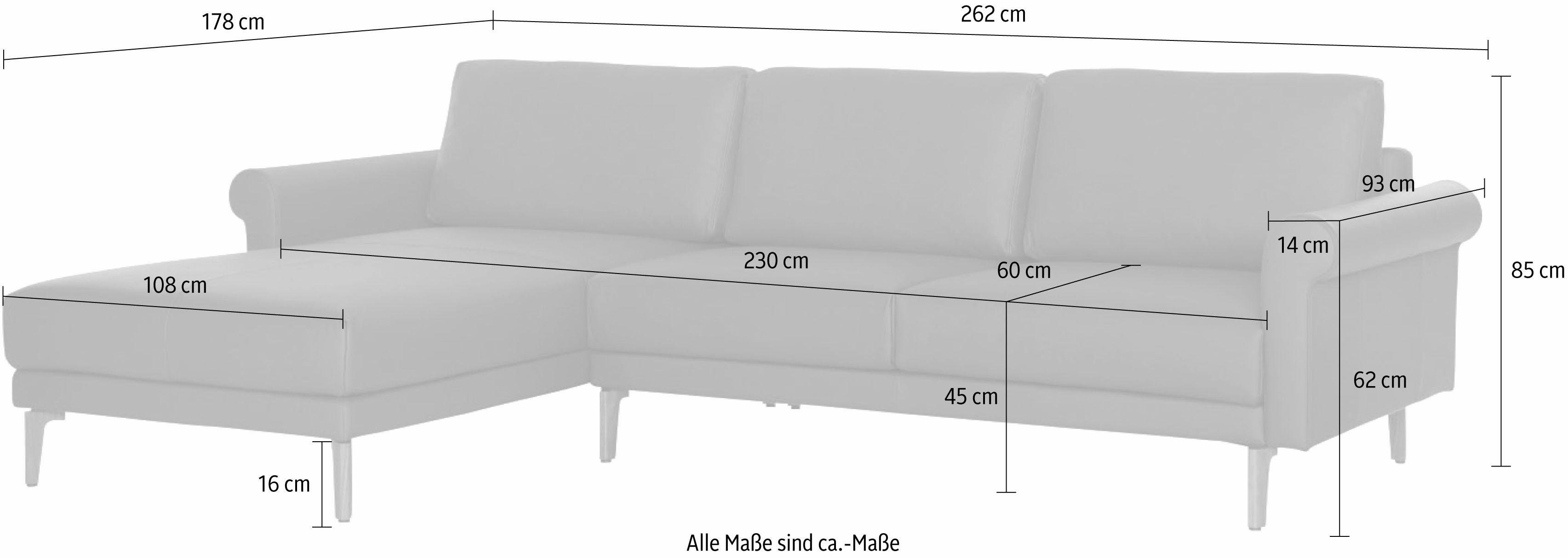 Fuß hülsta cm, Nussbaum modern Landhaus, sofa Schnecke Armlehne 262 hs.450, Breite Ecksofa