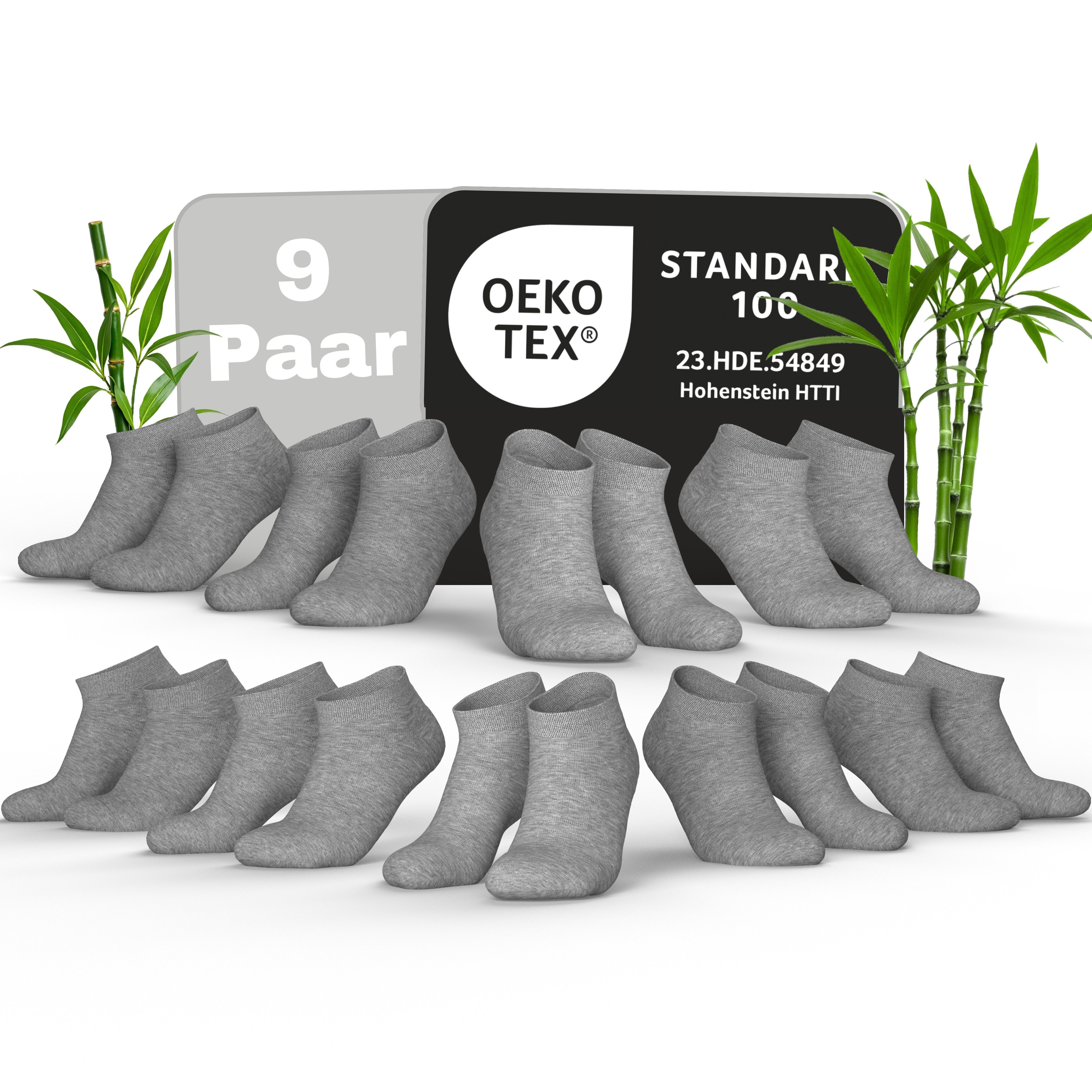 MEDOLY Sneakersocken Bambus Sneaker-Socken gegen Schweißfüße, mit 70% Bambus-Viskose (9 Paar) ohne störenden Gummibund