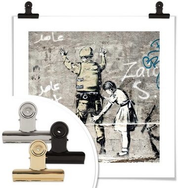 Wall-Art Poster Graffiti Bilder Mädchen und Soldat, Menschen (1 St), Poster ohne Bilderrahmen