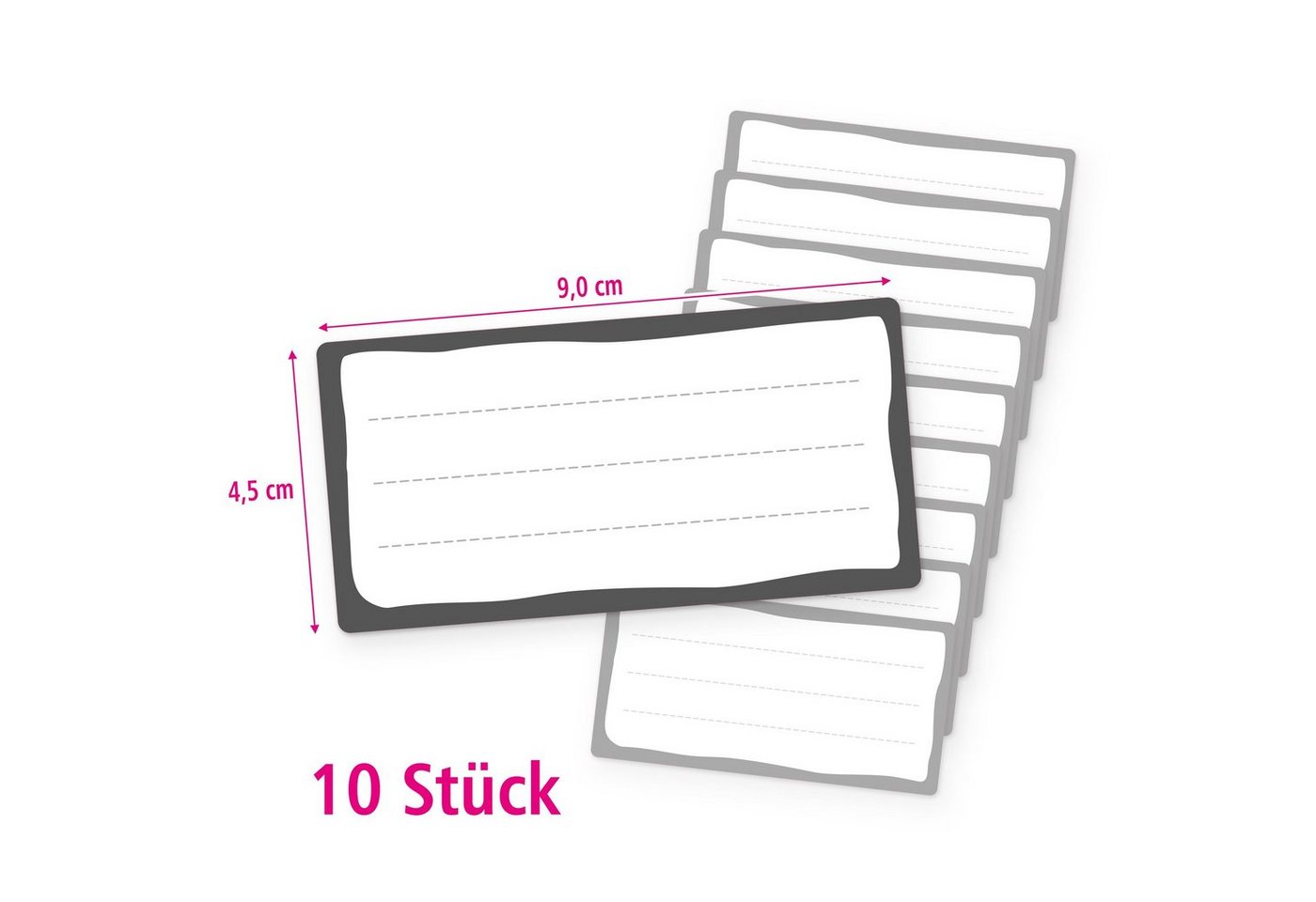 Thumbnail - itenga Etiketten itenga 10x Buchetiketten Heftetiketten Schuletiketten grau weiß 9x4,5c