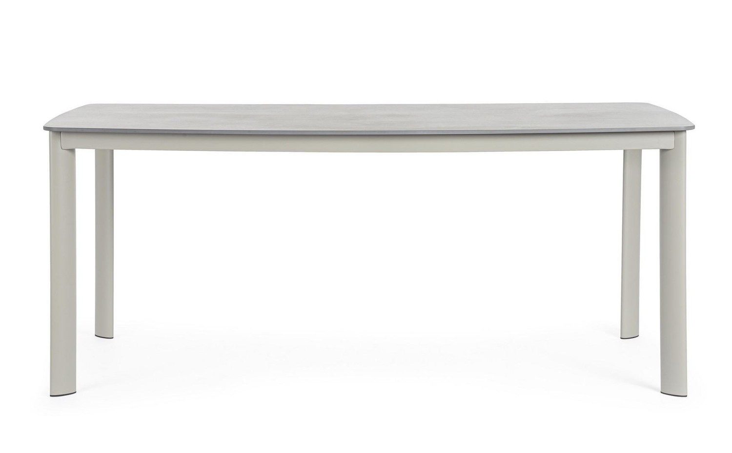 Natur24 Gartentisch Alorca Tisch 90 x 75 x 180 cm Gesintertem Stein Aluminium Weiß Grau