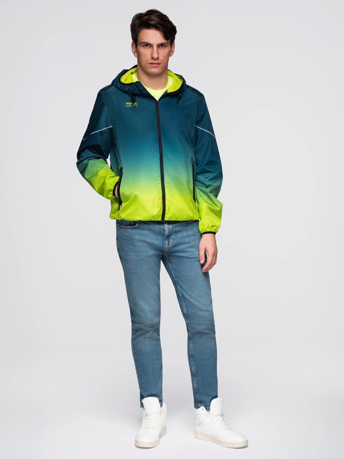 OMBRE Kapuzenfleecejacke Sportliche Herrenjacke mit Reflektoren und Fleecefutter – Bild 4 von 5