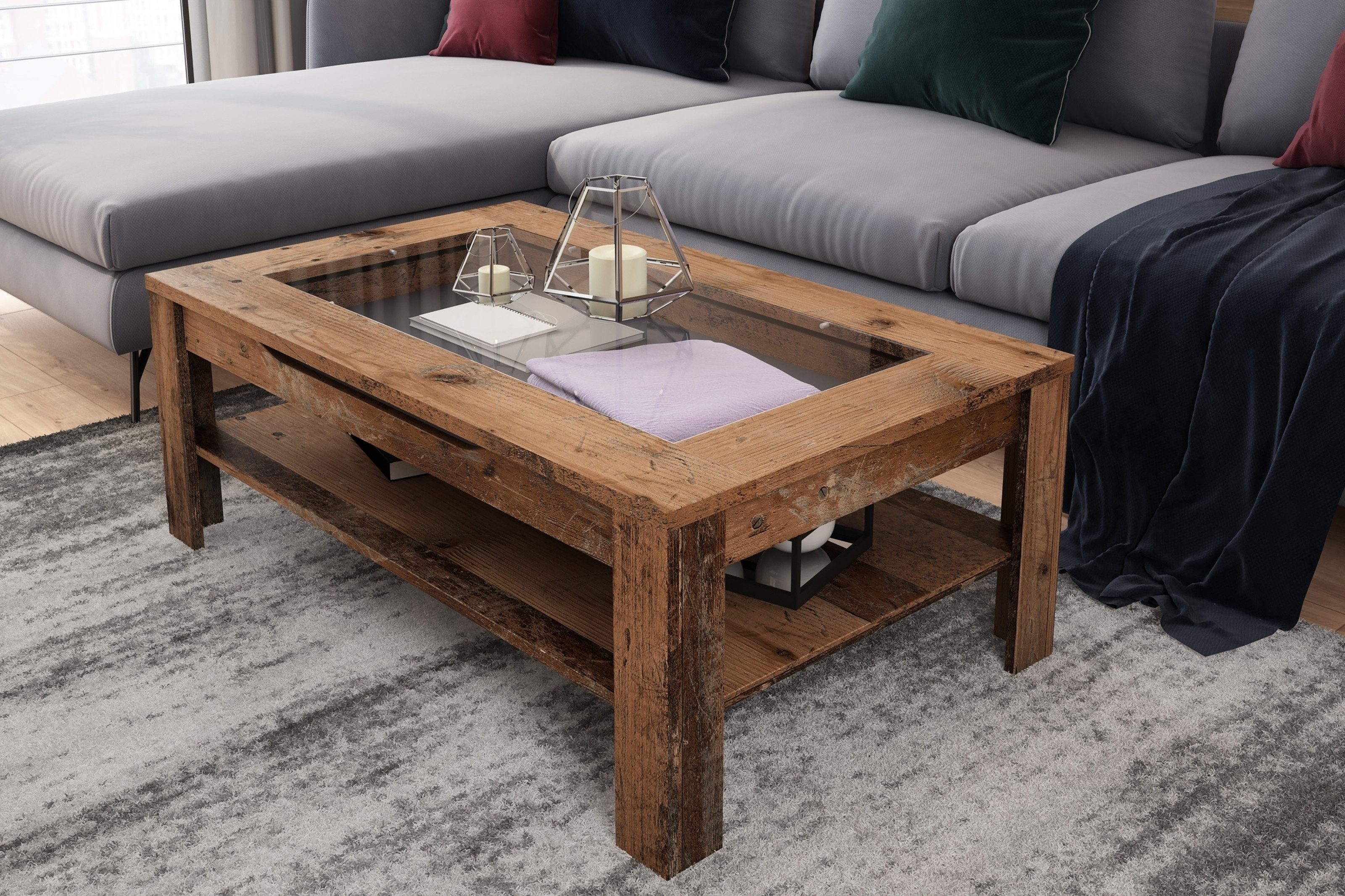 freiraum Couchtisch RALPH, in Old-Wood-Optik 110 x 43 x 67 cm (BxHxT)