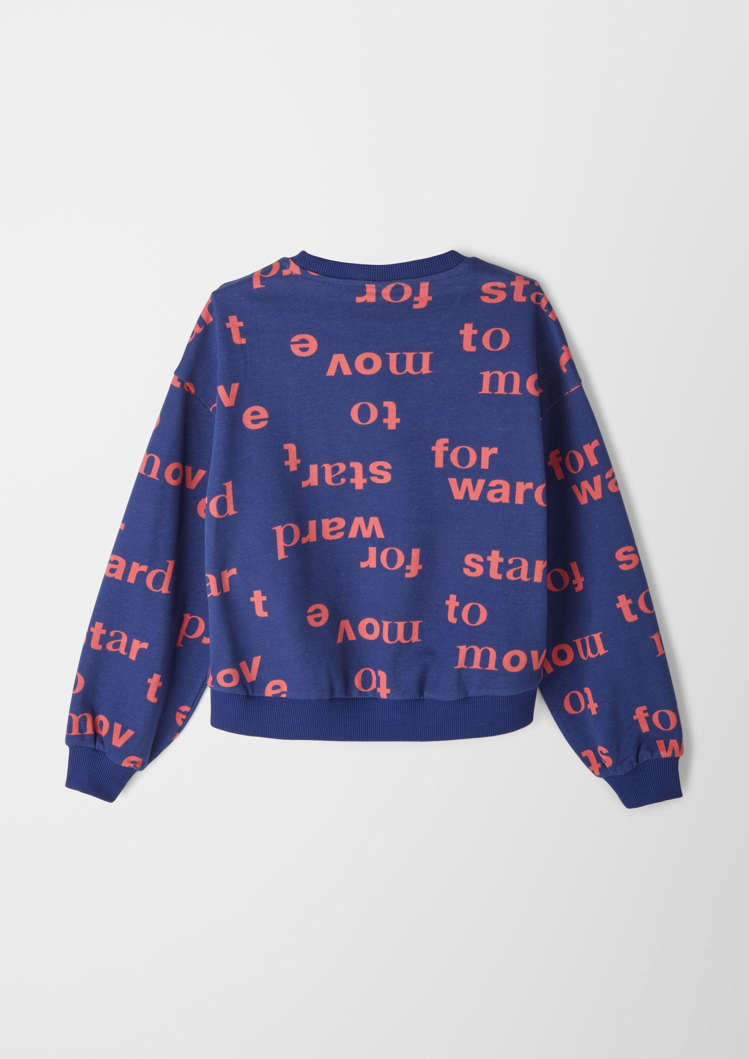 s.Oliver Sweatshirt Sweatshirt mit Allover-Muster ozeanblau