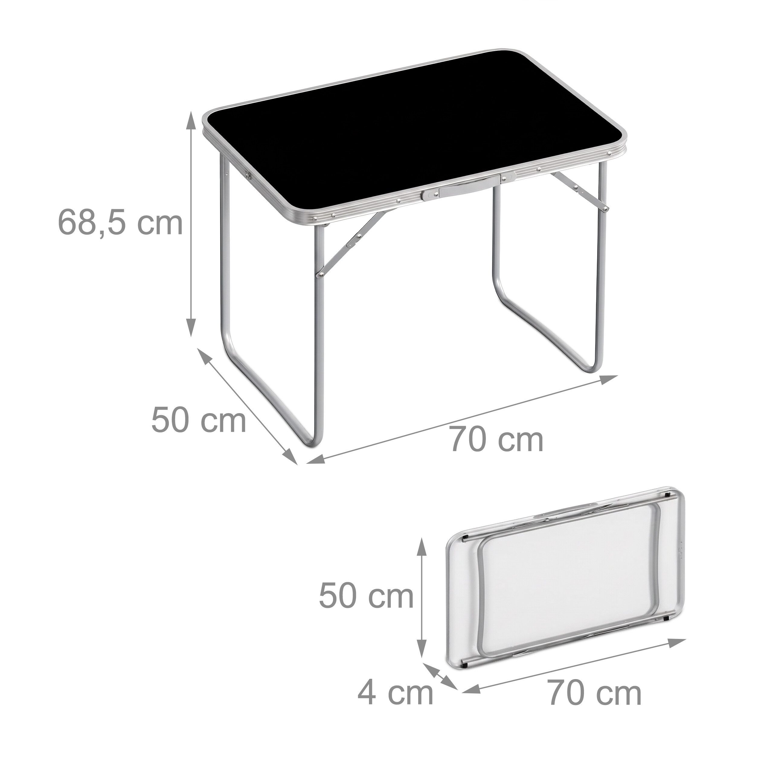 relaxdays Klapptisch Klappbarer Campingtisch (1-St), schwarz – Bild 4 von 5