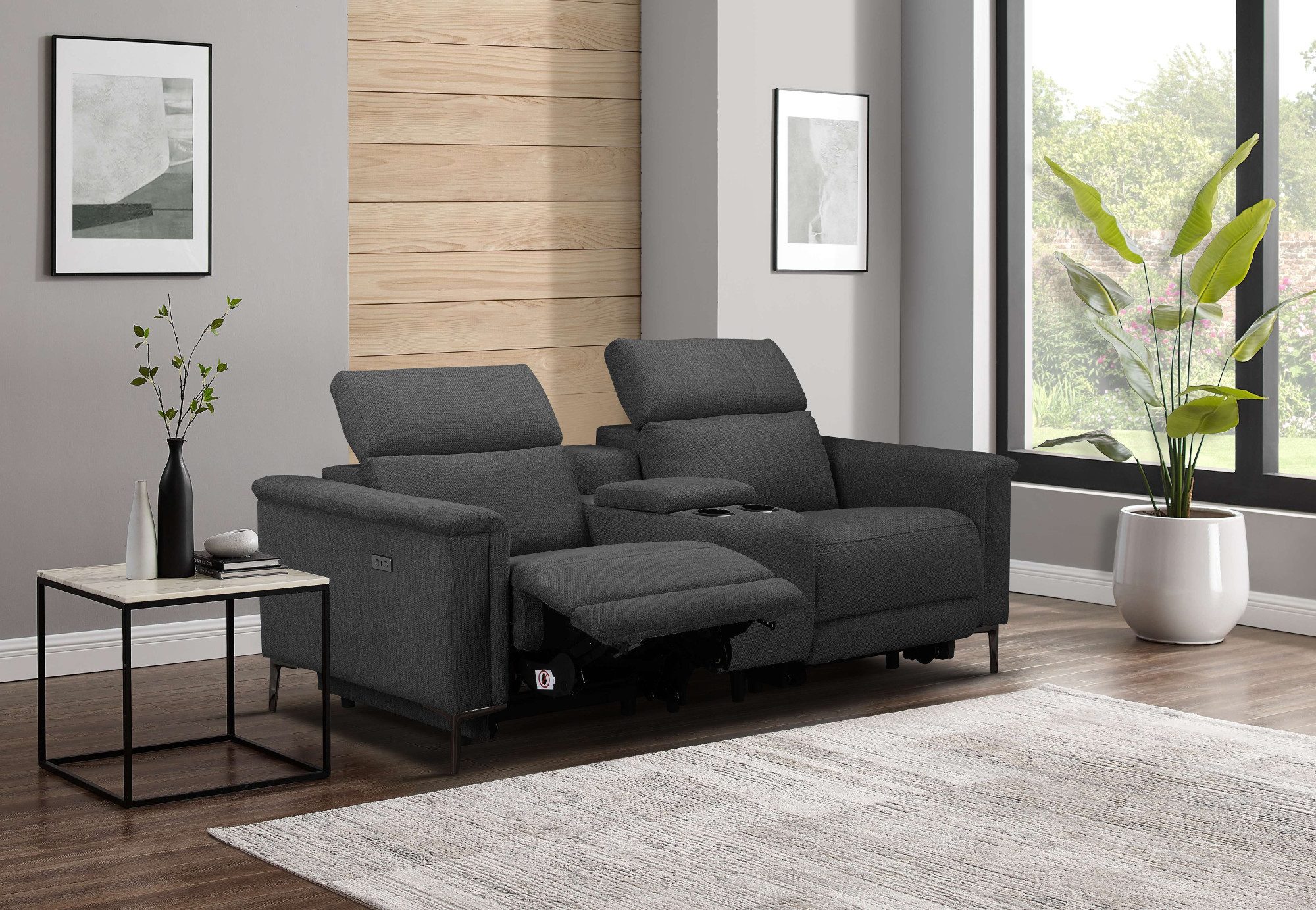 OTTO home 2-Sitzer LUND, Struktur, Kinosofa, Relaxfunktion, TV-Sessel, man./elektrisch, Kopfteilverstellung, Getränkefachhalter, Staufach, …