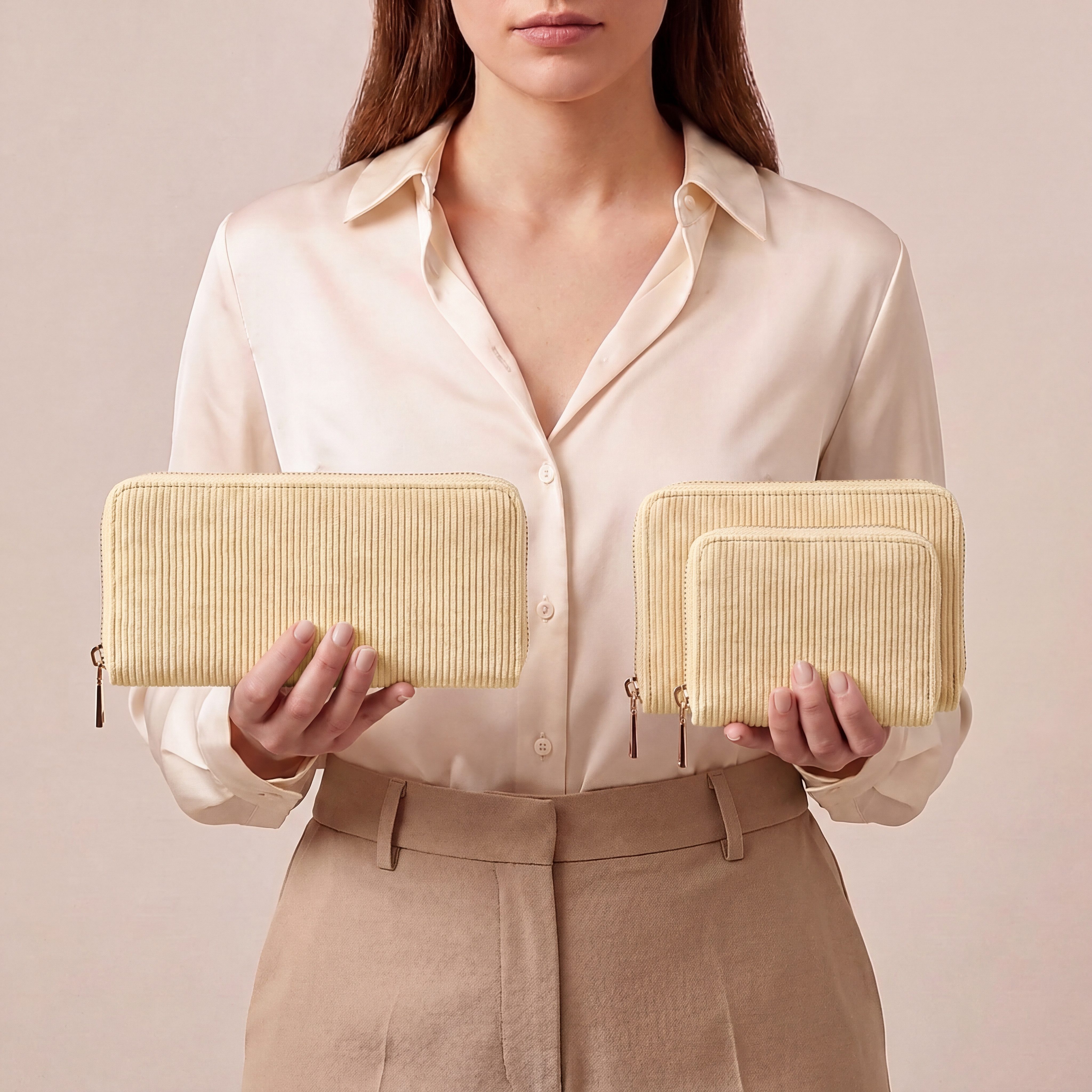 MillyMilk Geldbörse FONDO MEDIUM – Damen Cord Geldbeutel – Stoff Portemonnaie, Cord-Geldbörse mit stabiler Form, viel Platz und Reißverschluss. – Bild 5 von 5