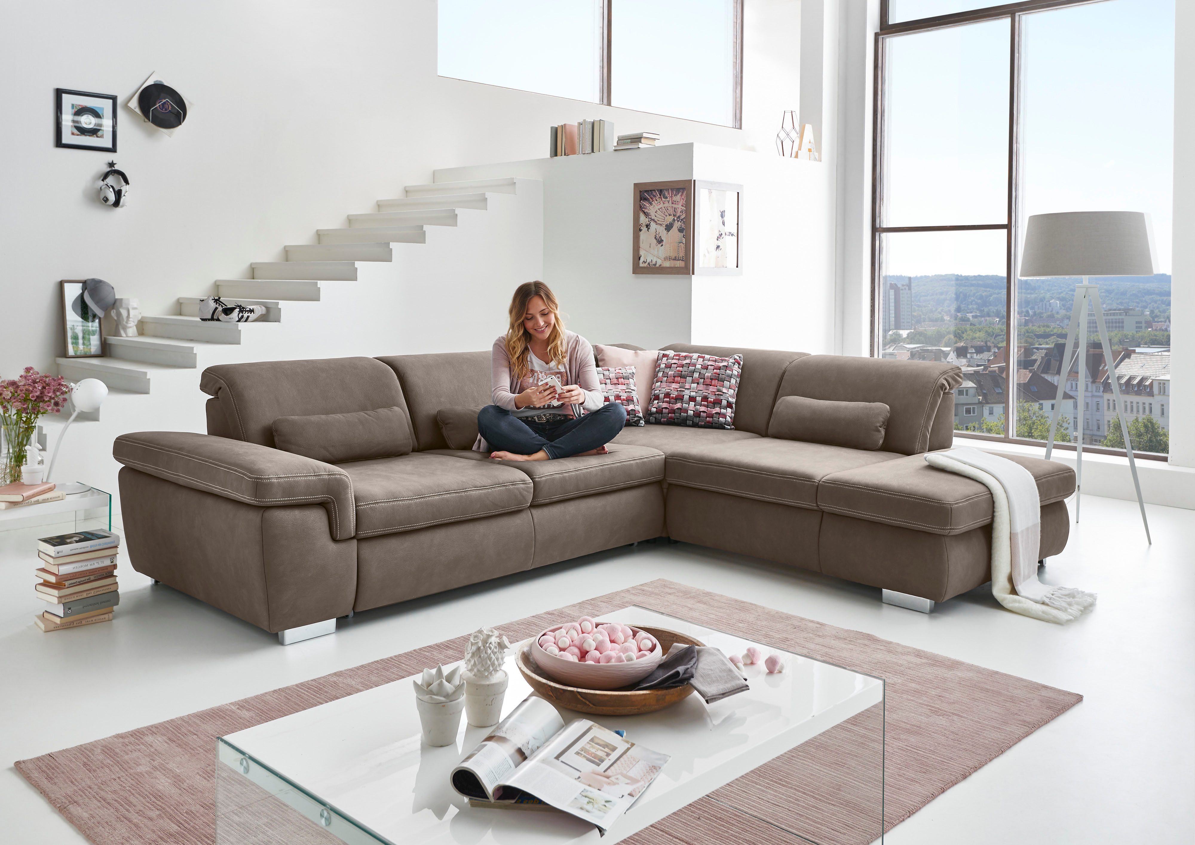 Die PlanBar Ecksofa MP-IN17041 L-Form, Breite 320 cm, Sitztiefenverstellung, optional Kopfteilverstellung & Schlaffunktion