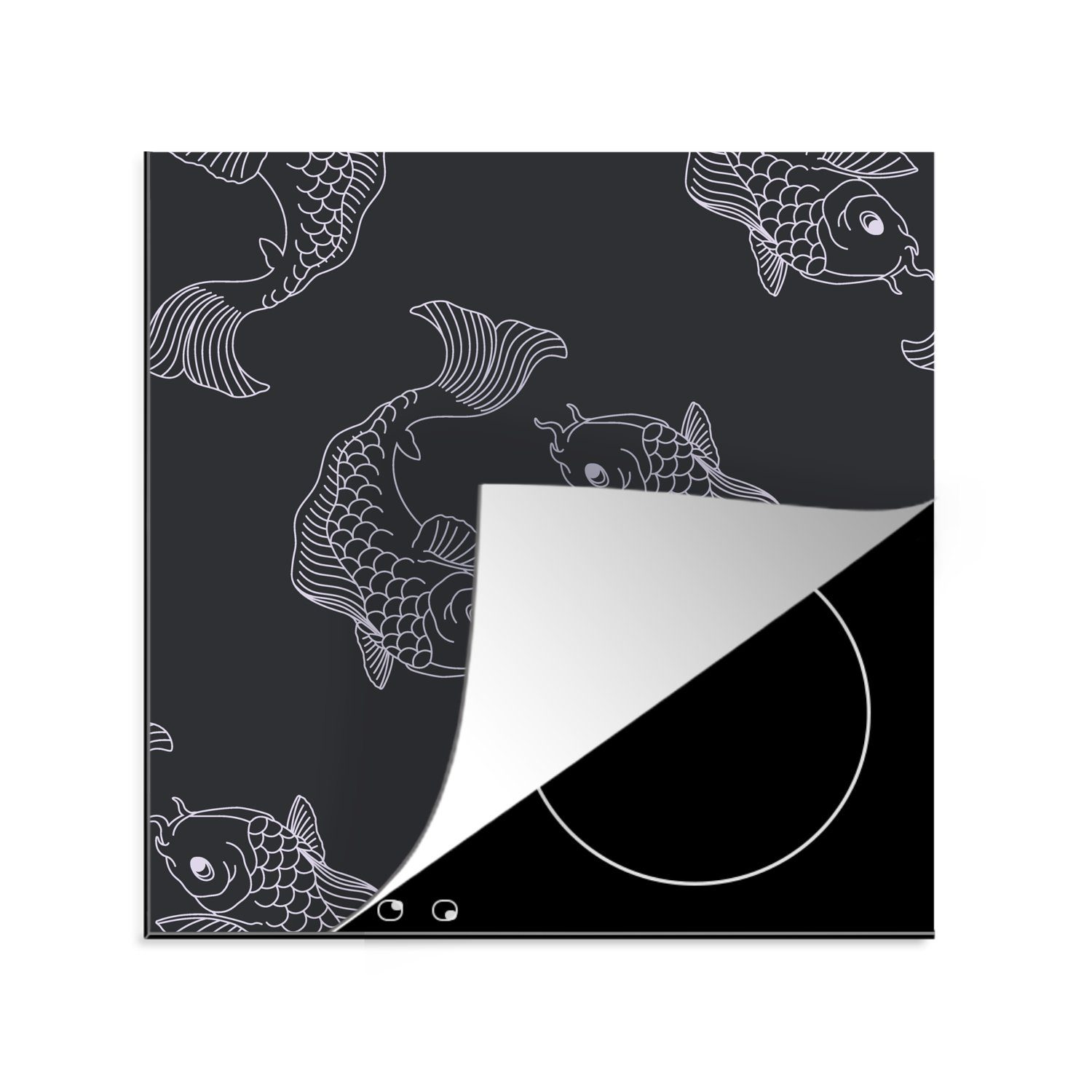 MuchoWow Herdblende-/Abdeckplatte Karpfen - Meerestiere - Muster, Vinyl, (1 tlg), 78x78 cm, Ceranfeldabdeckung, Arbeitsplatte für küche
