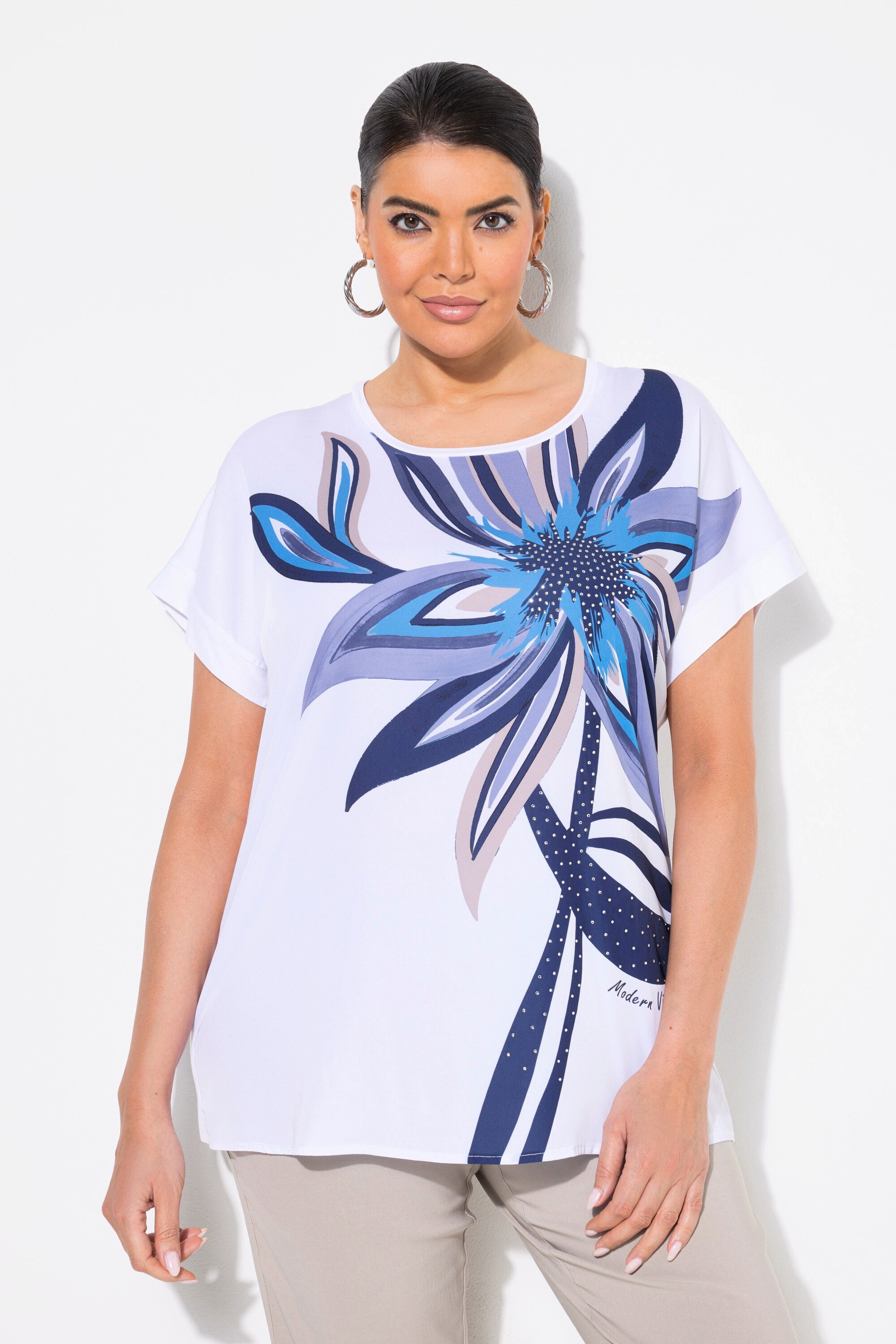 Ulla Popken T-Shirt T-Shirt Blüte Oversized günstig online kaufen