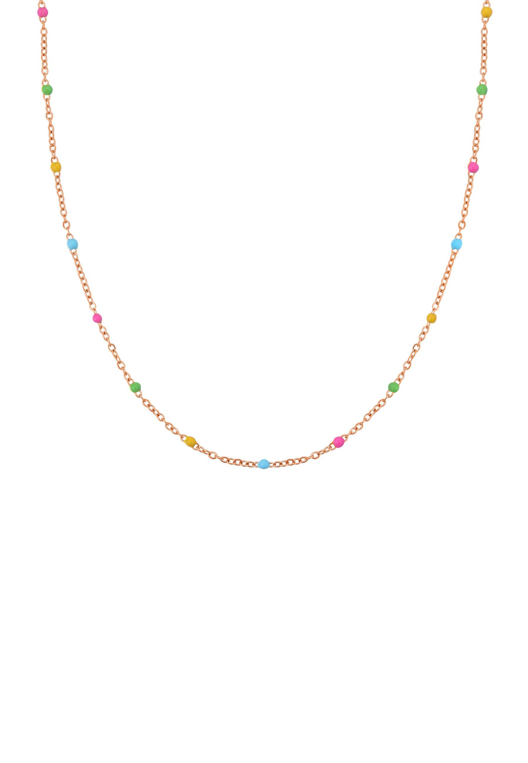 Hey Happiness Charm-Kette Farbharmonie, wasserfeste Halskette, Farbfrohe Edelstahl Kette Damen mit bunten Perlen