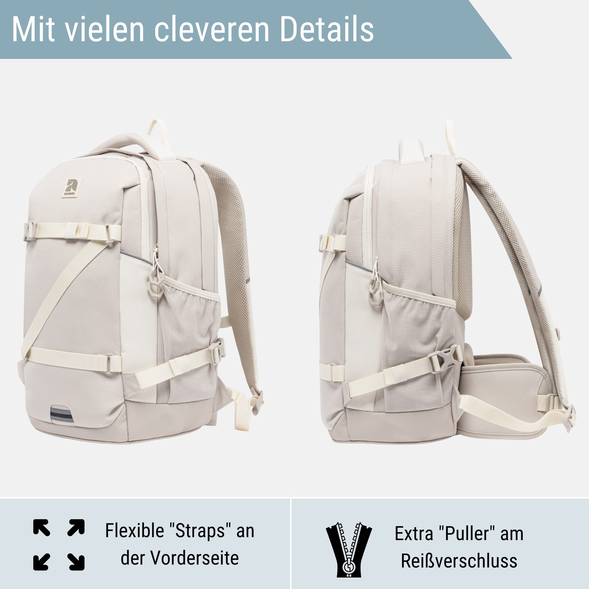 audetic Schulrucksack Cosmo Rucksack Schule Mädchen Jungen Teenager (1-tlg), Ergonomisch, Gepolstert, Wasserabweisend – Bild 5 von 5