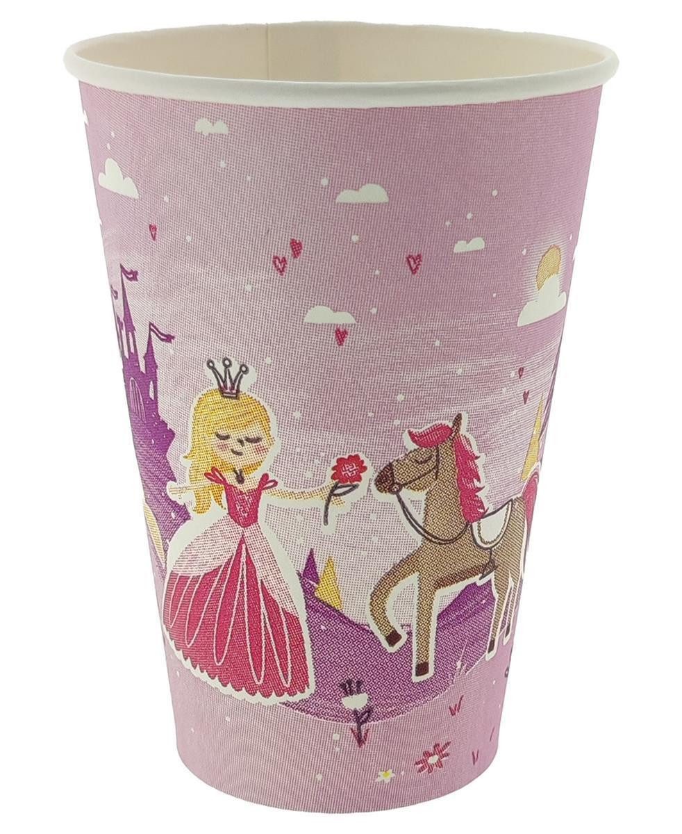 PAPSTAR Einwegbecher 10 Pappbecher Prinzessin 200ml Einweg Party Kindergeburtstag, 10-tlg., Frischfaserkarton, Pappbecher Trinkbecher Geburtstagsbecher