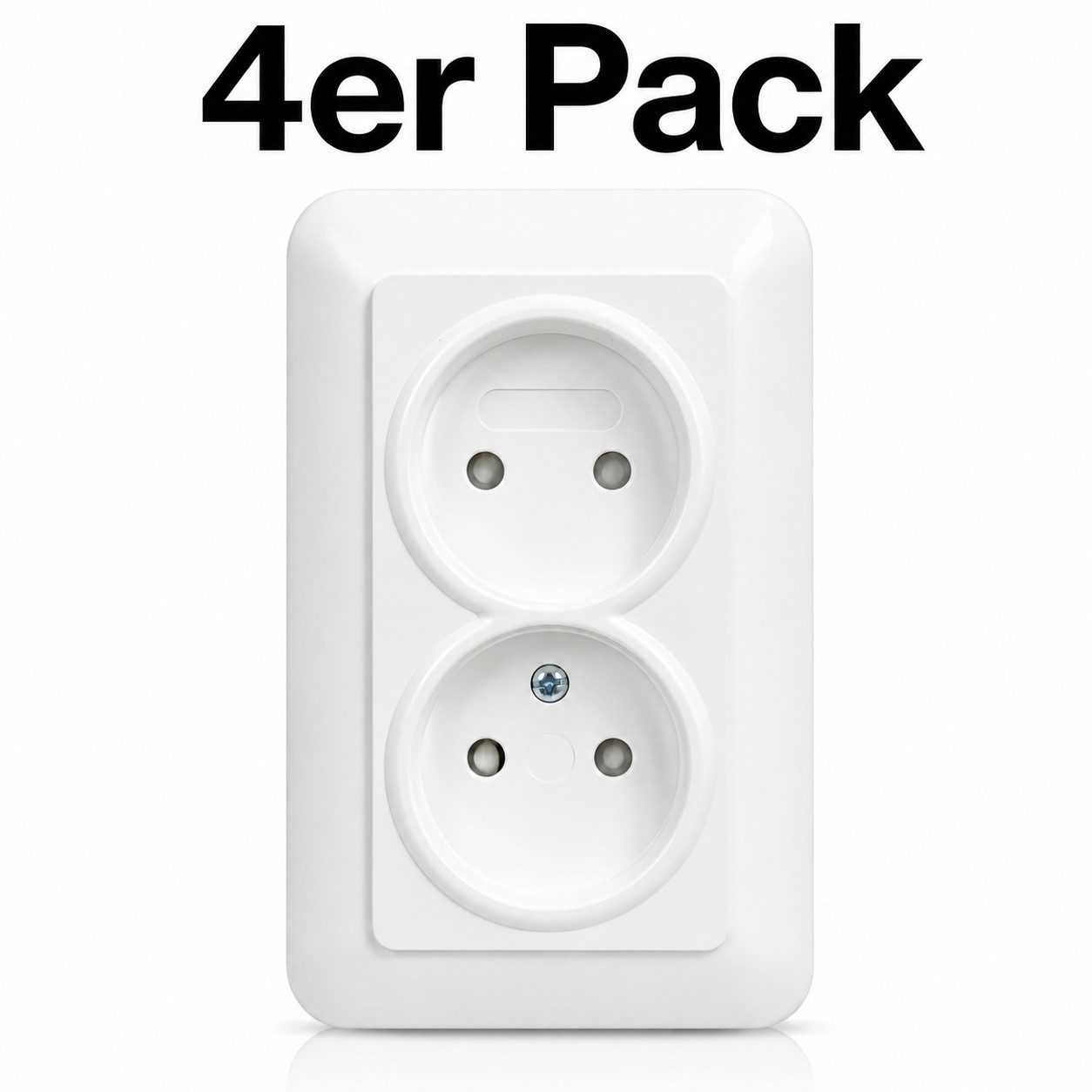 Kopp Abdeckrahmen 4X Kopp 2-Fach Steckdose Arktis Weiß Unterputz Aufputz Doppelsteckdose, ABS-Kunststoff, 4 Stück Schuko Steckdose Zweifach Steckdose Wandsteckdose